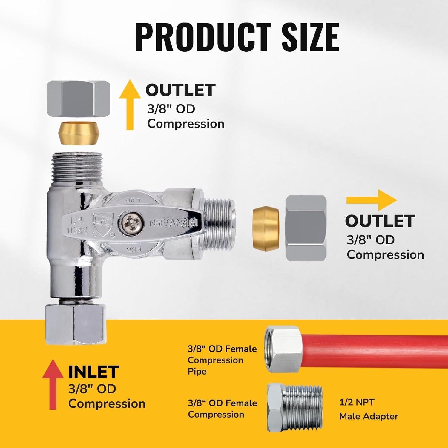 Válvula de Parada Tee 3/8" JUWO para Bidet y Cocina