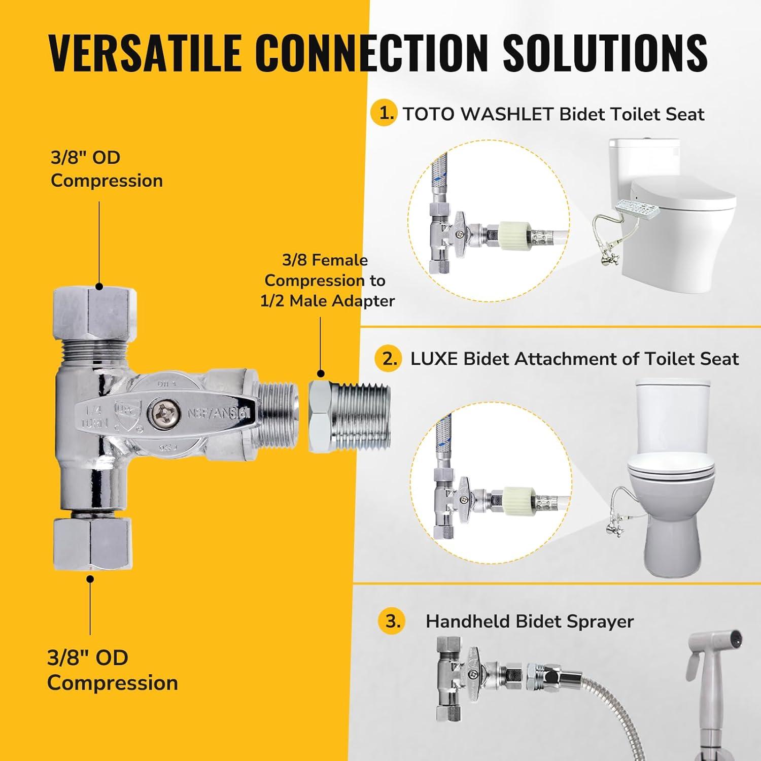 Válvula de Parada Tee 3/8" JUWO para Bidet y Cocina