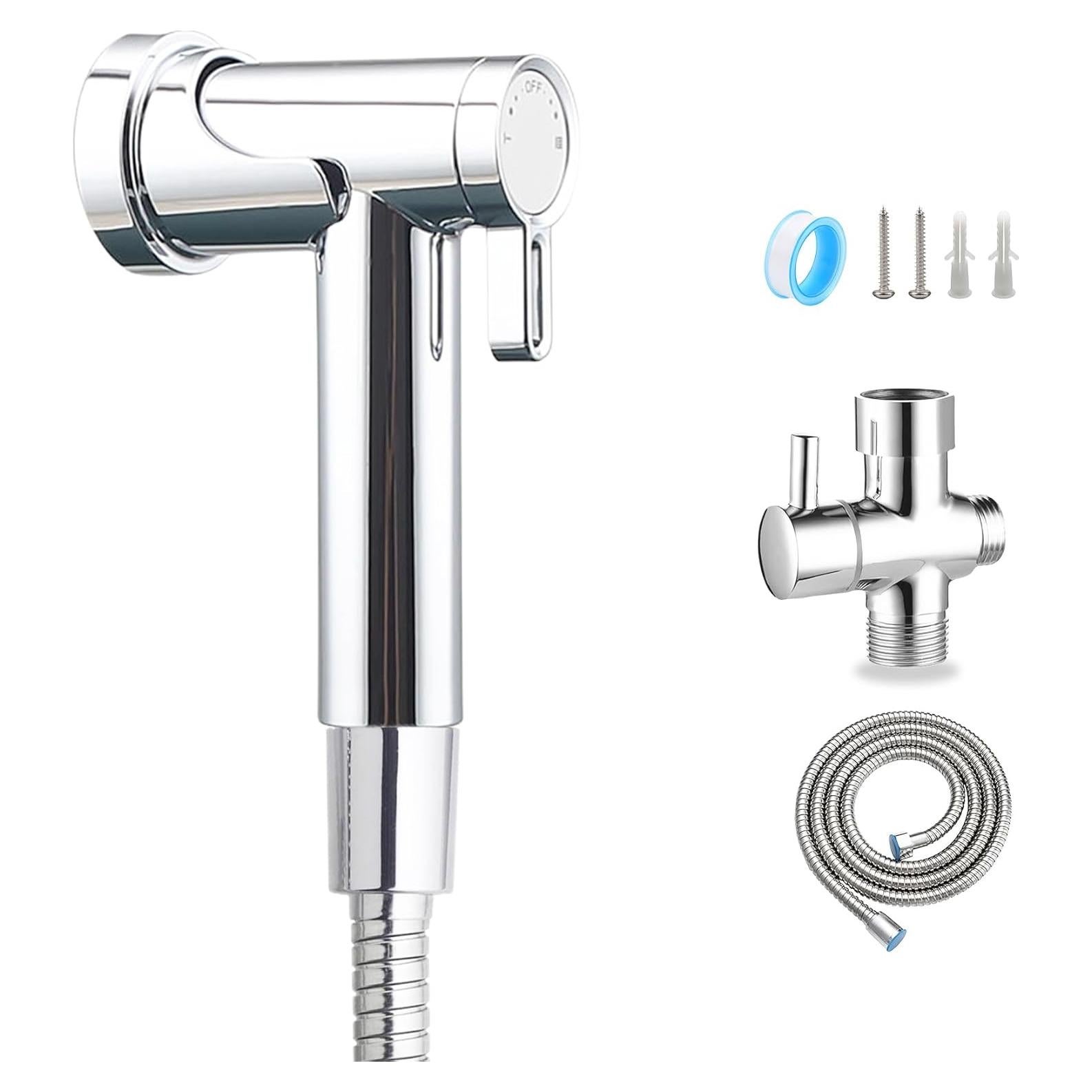 Rociador de Bidet de Mano JERIUSSG Cromado con Manguera 149.86 cm