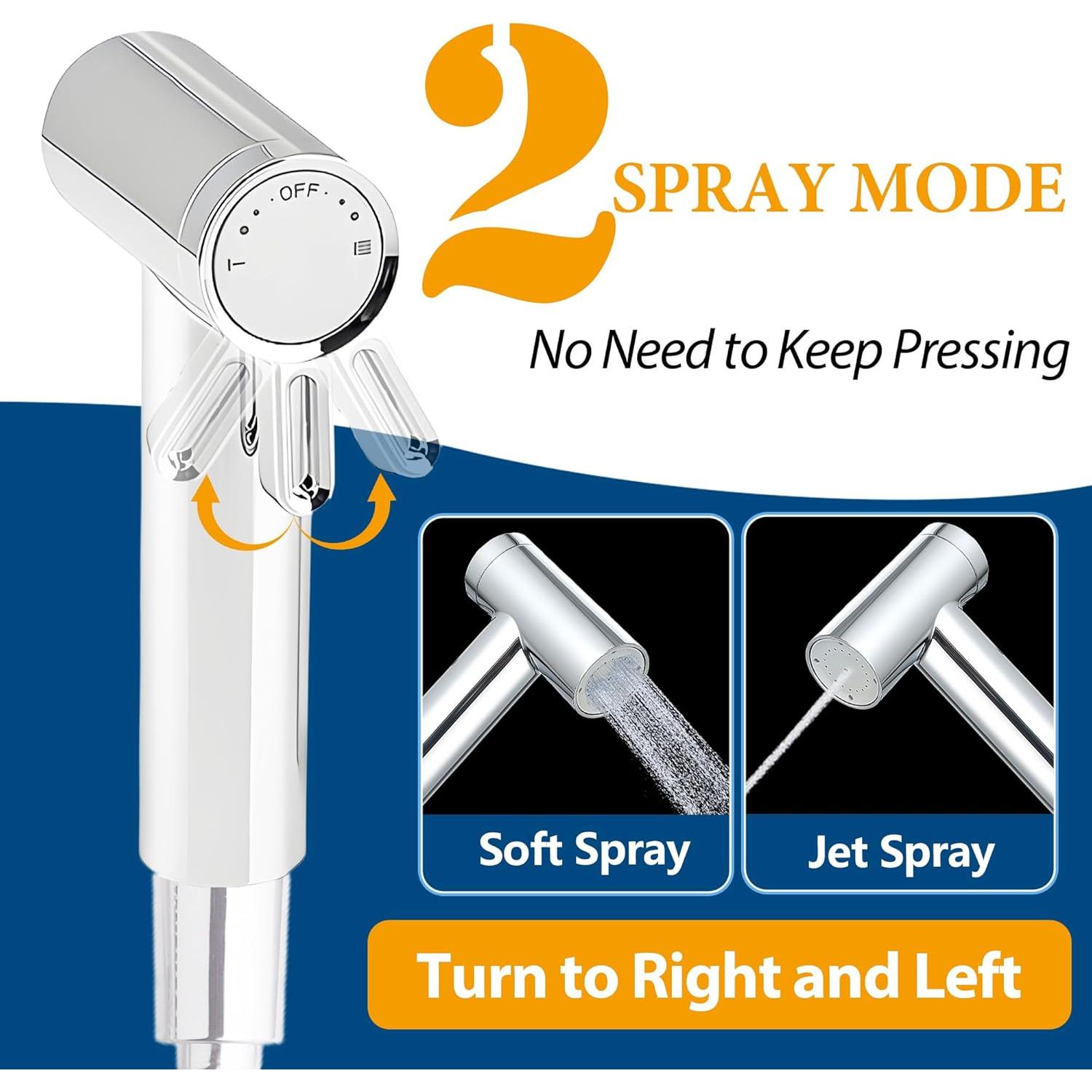 Rociador de Bidet de Mano JERIUSSG Cromado con Manguera 149.86 cm