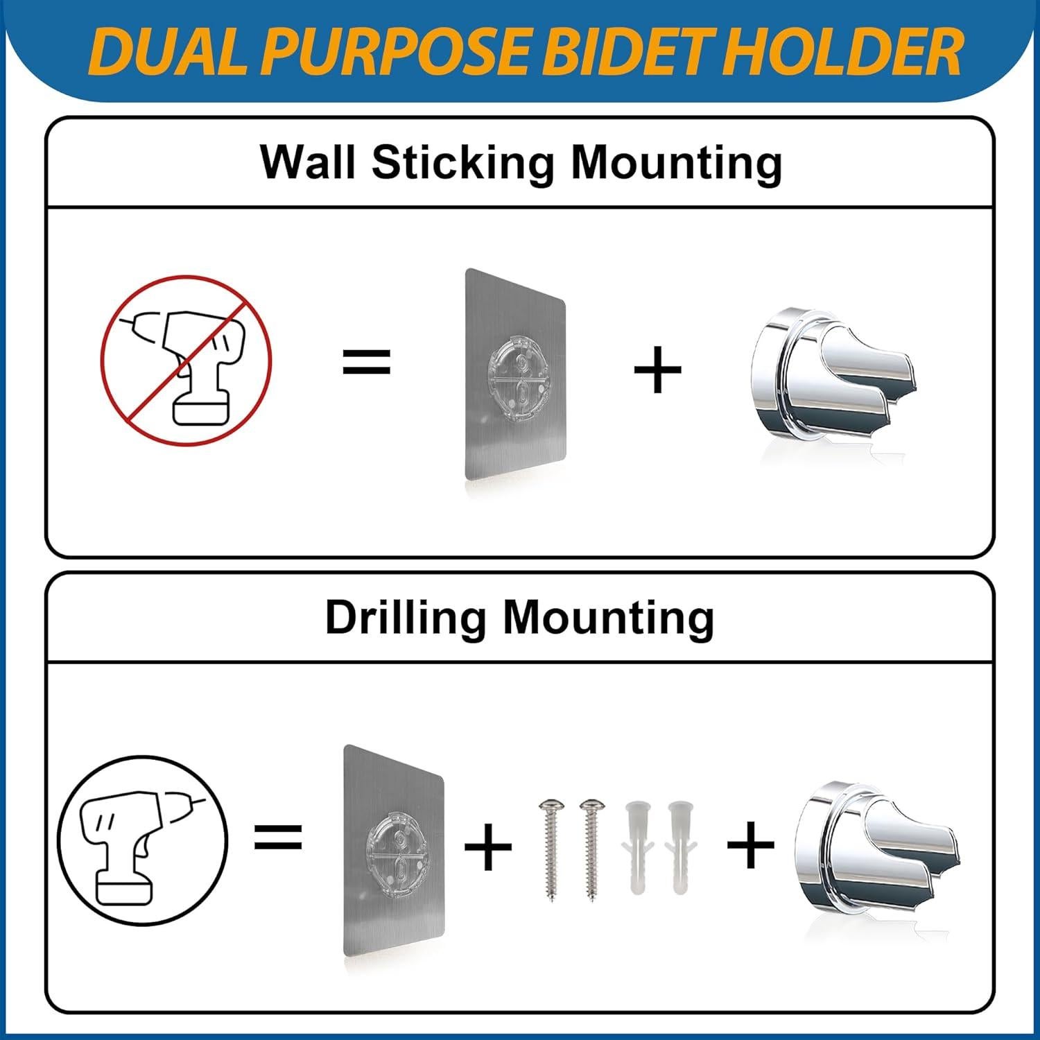 Rociador de Bidet de Mano JERIUSSG Cromado con Manguera 149.86 cm