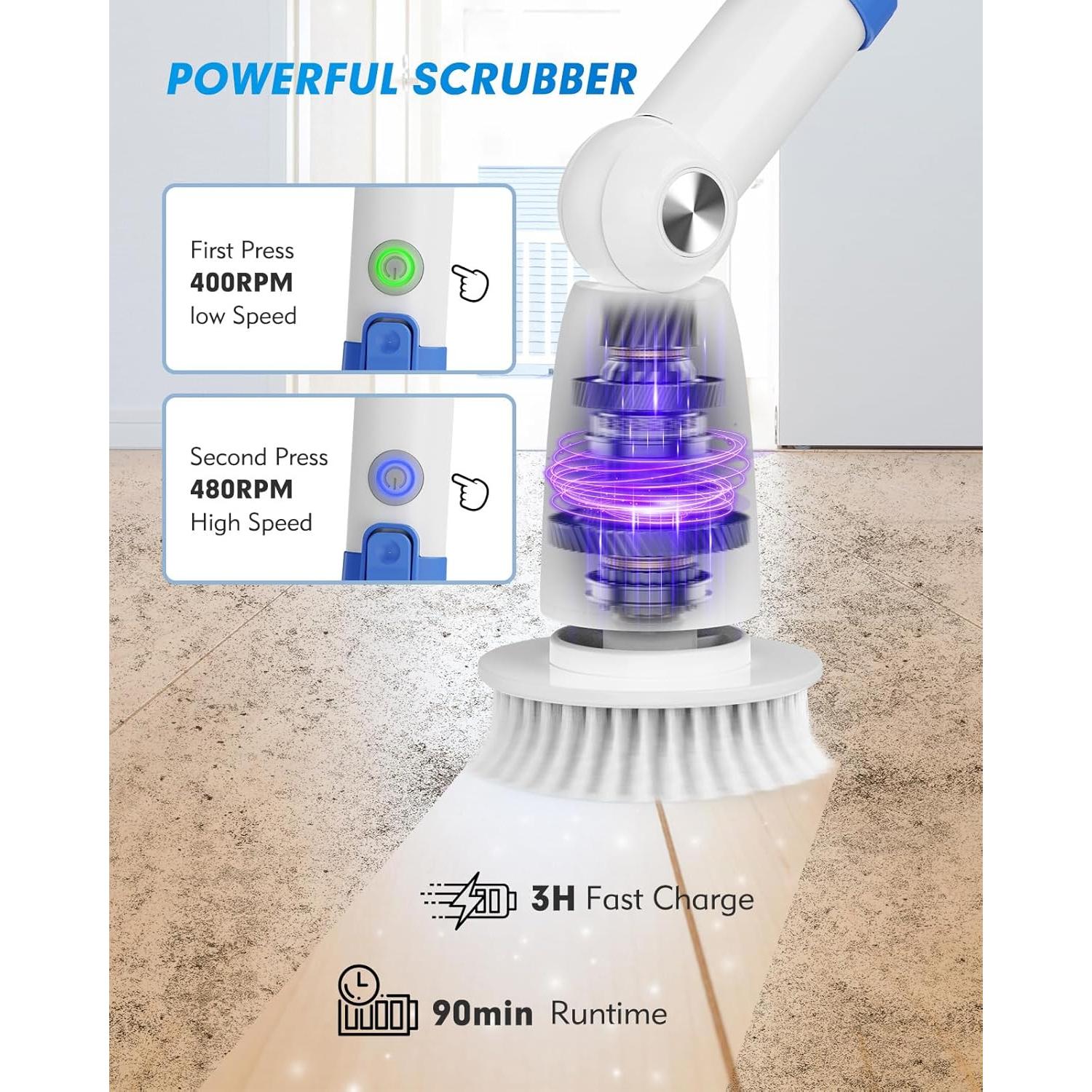 Limpiador Eléctrico Inalámbrico Beautural 2 Velocidades 8 Cabezas