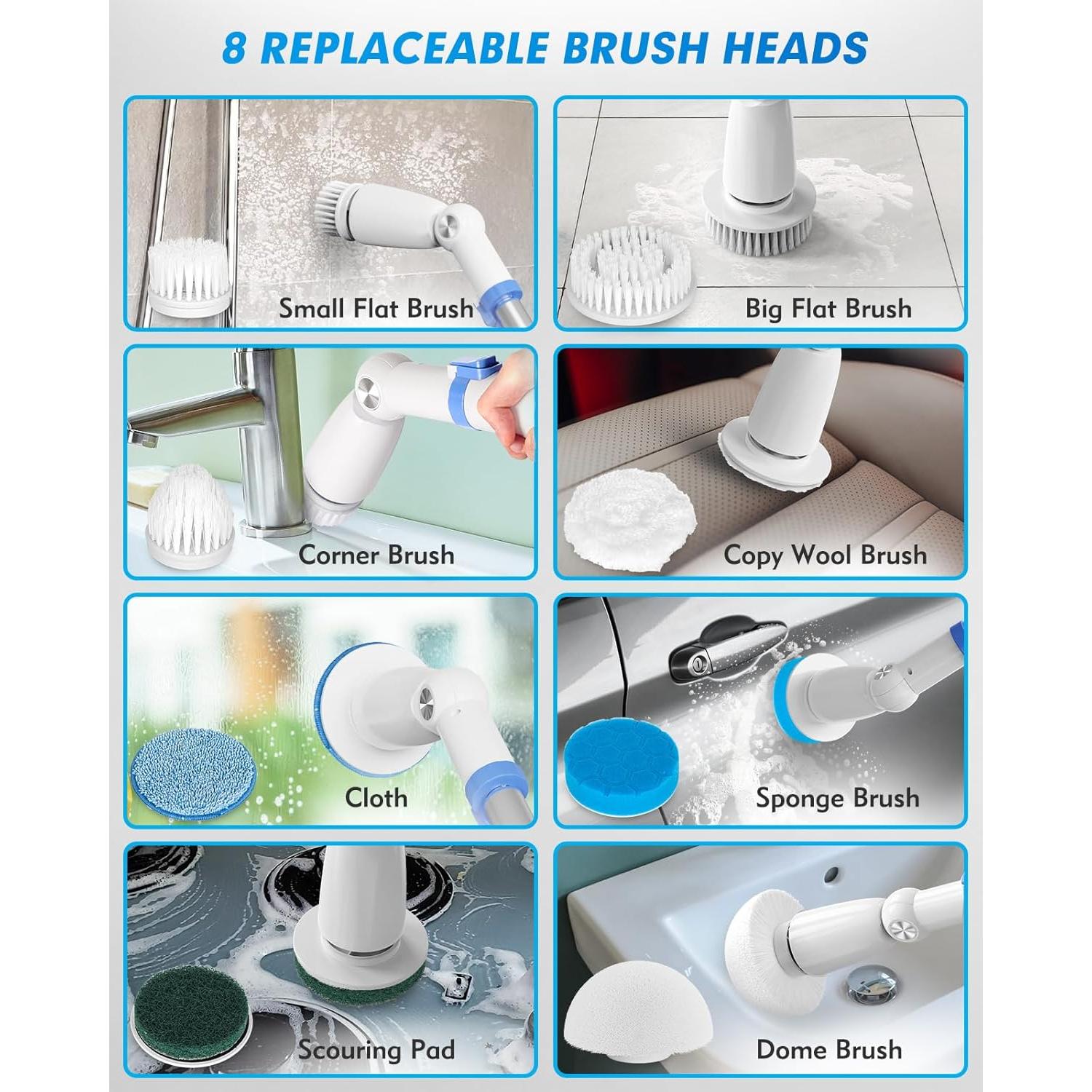 Limpiador Eléctrico Inalámbrico Beautural 2 Velocidades 8 Cabezas