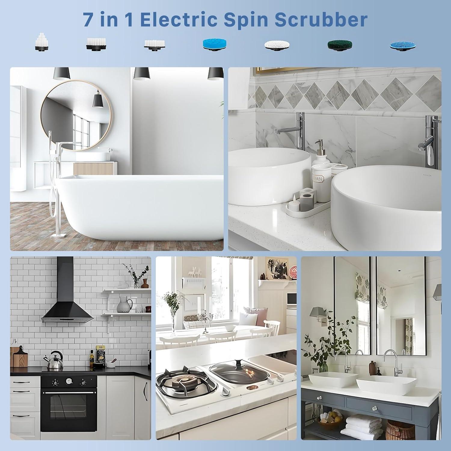 Cepillo de limpieza eléctrico Hillyfe con 7 cabezales, IPX7