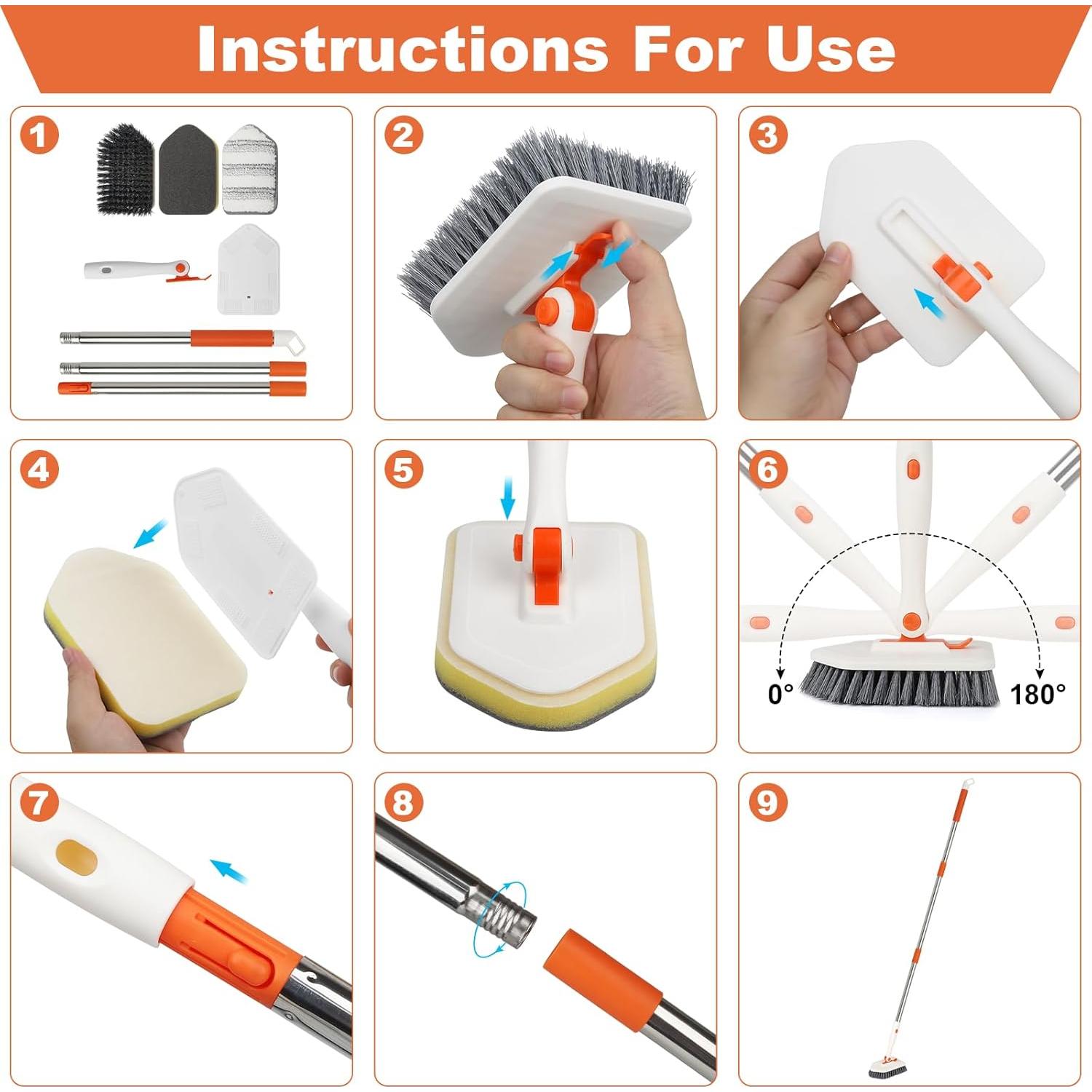 Cepillo de Limpieza 3 en 1 MOSEN con Mango Largo Ajustable