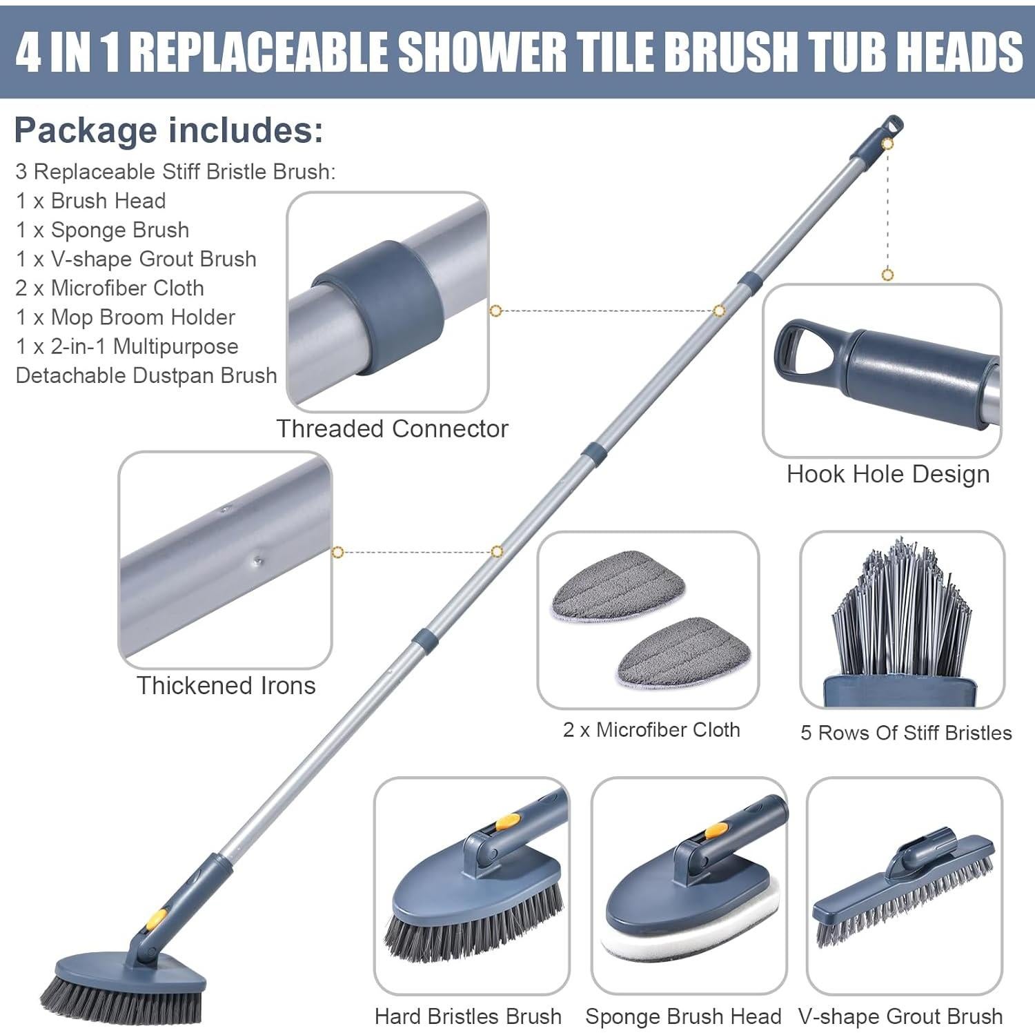 Cepillo de Limpieza 4 en 1 EDZNFE con Mango Largo 139 cm