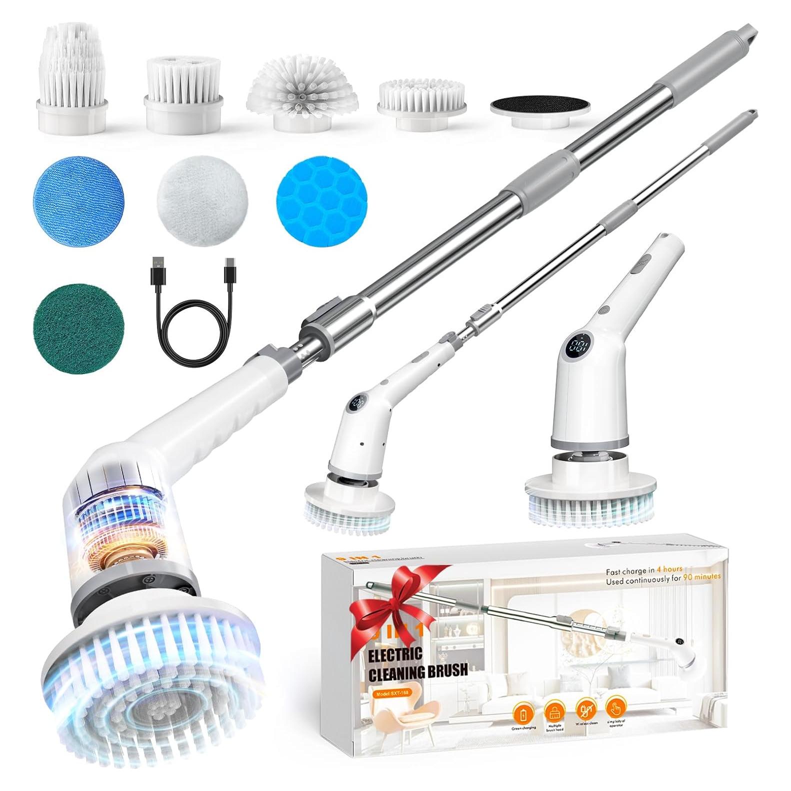 Cepillo de limpieza eléctrico ZUWSUJS con 8 cabezales y 3 velocidades