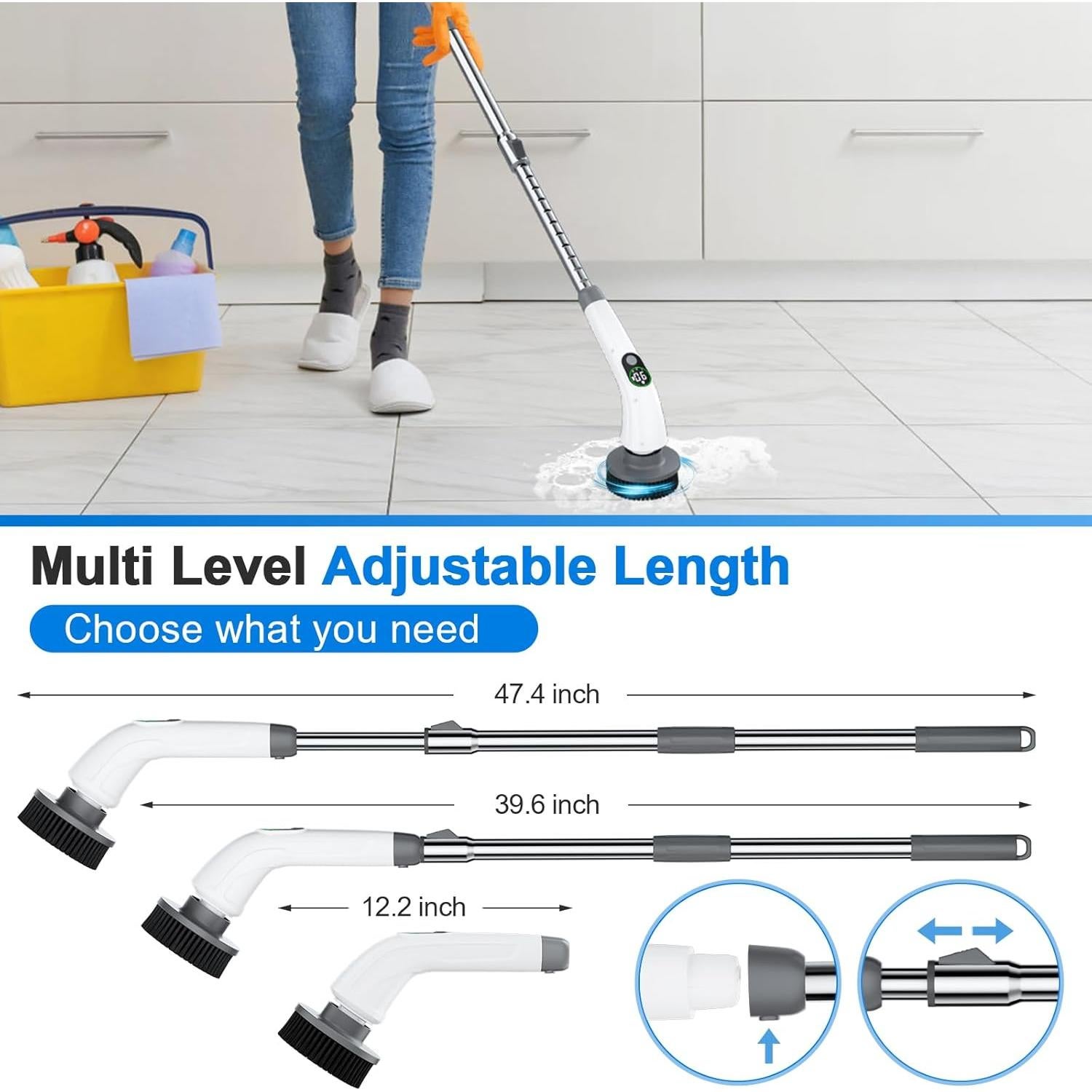 Cepillo de limpieza eléctrico Zurostcae 3 velocidades IPX7 1.4kg