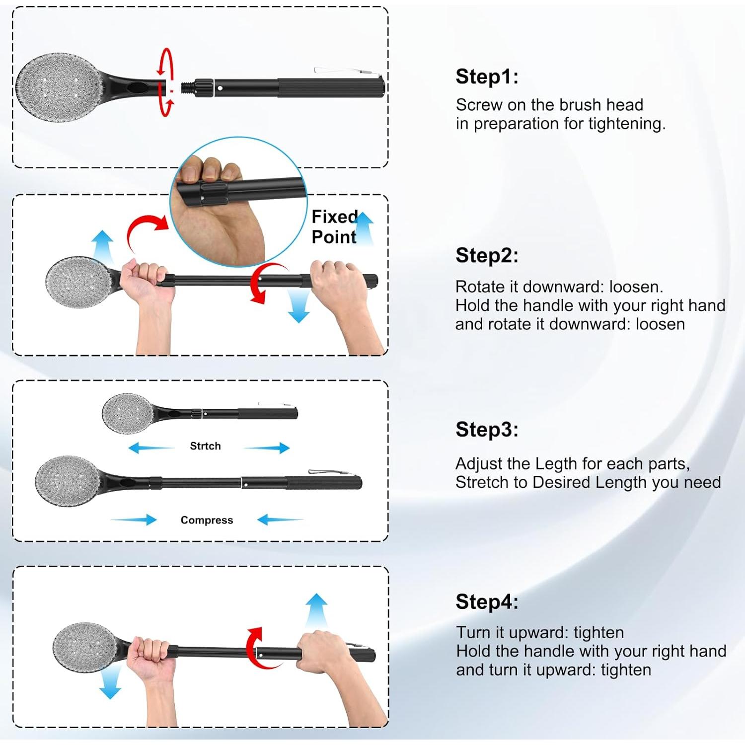 Back Scrubber for Shower,25" Long Handle Shower Brush for Body Exfoliator and Deep Clean,Back Scrubber for Shower for Men,Women and Elderly