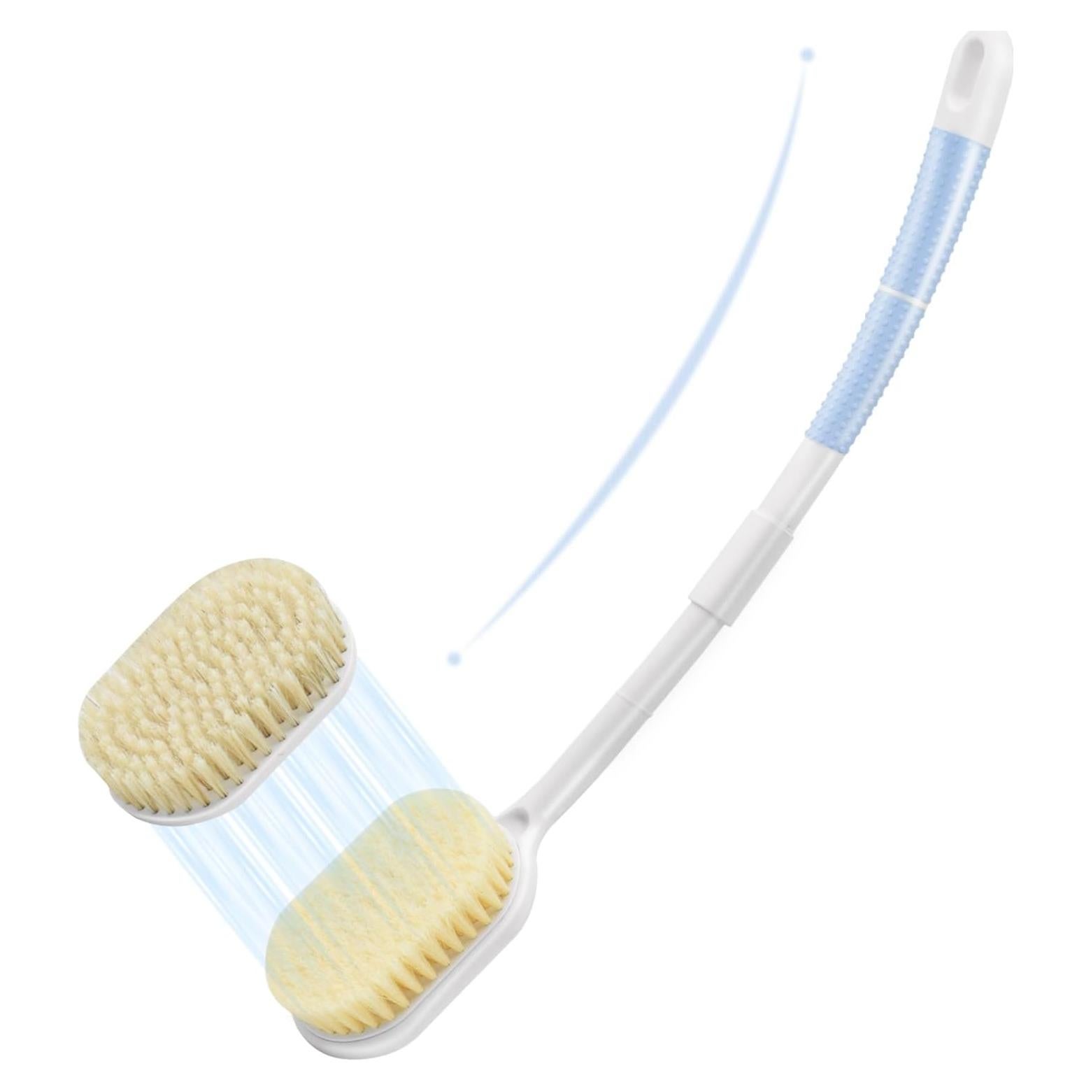 Cepillo de Ducha Portátil Rebex P001 con Mango Curvado y Cerdas Suaves/Duras