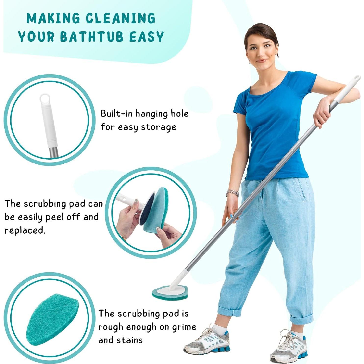 Cepillo de Ducha KeFanta con Mango Largo 119 cm y 6 Almohadillas