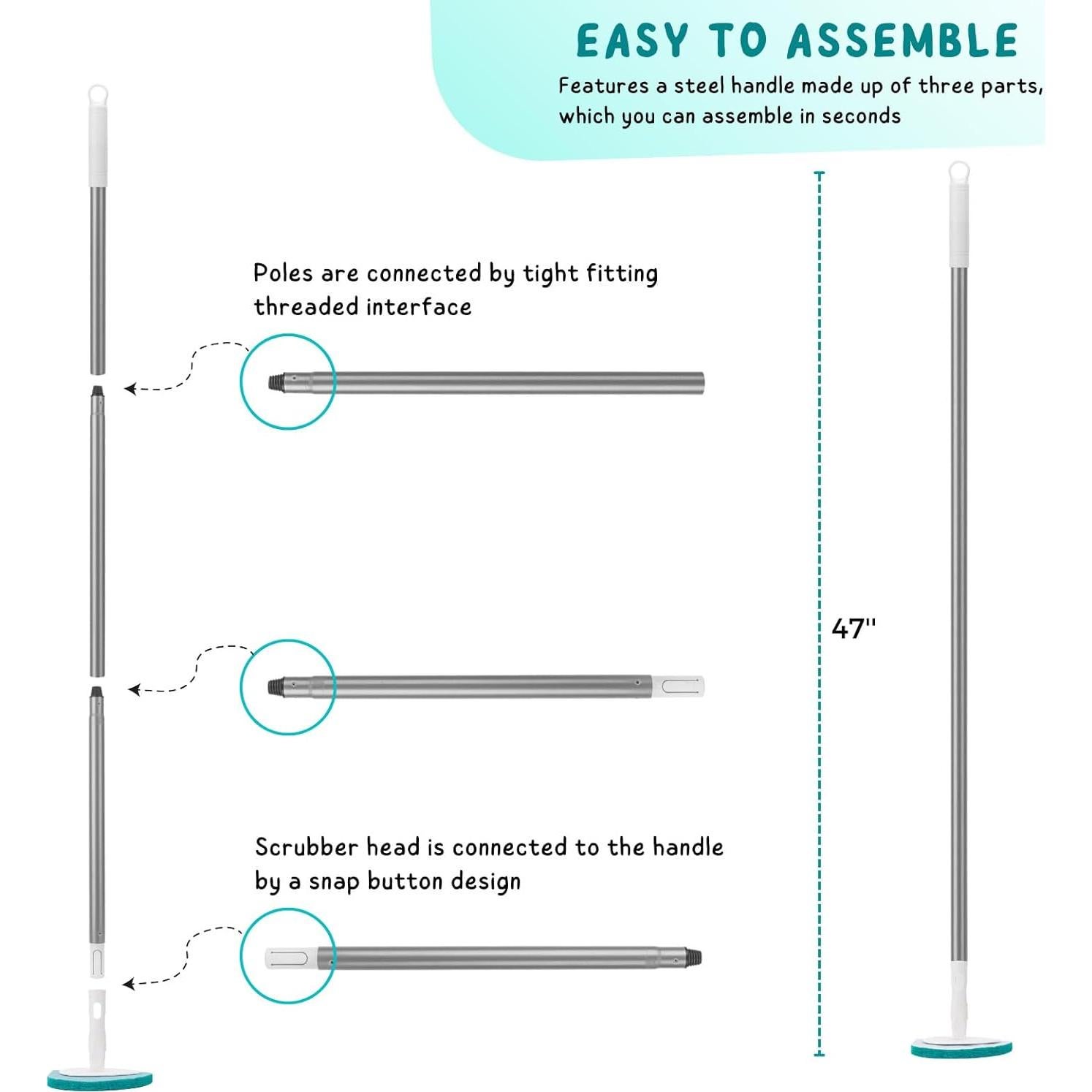 Cepillo de Ducha KeFanta con Mango Largo 119 cm y 6 Almohadillas