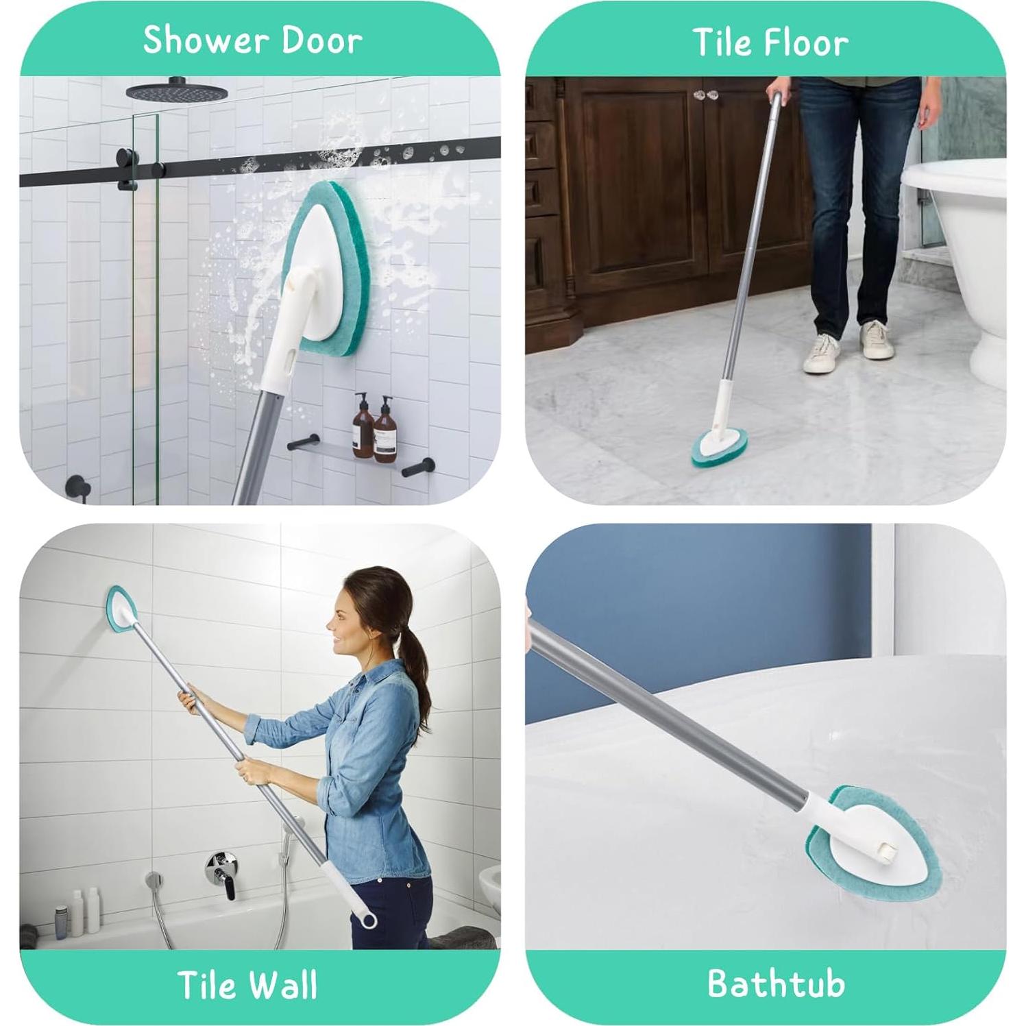 Cepillo de Ducha KeFanta con Mango Largo 119 cm y 6 Almohadillas