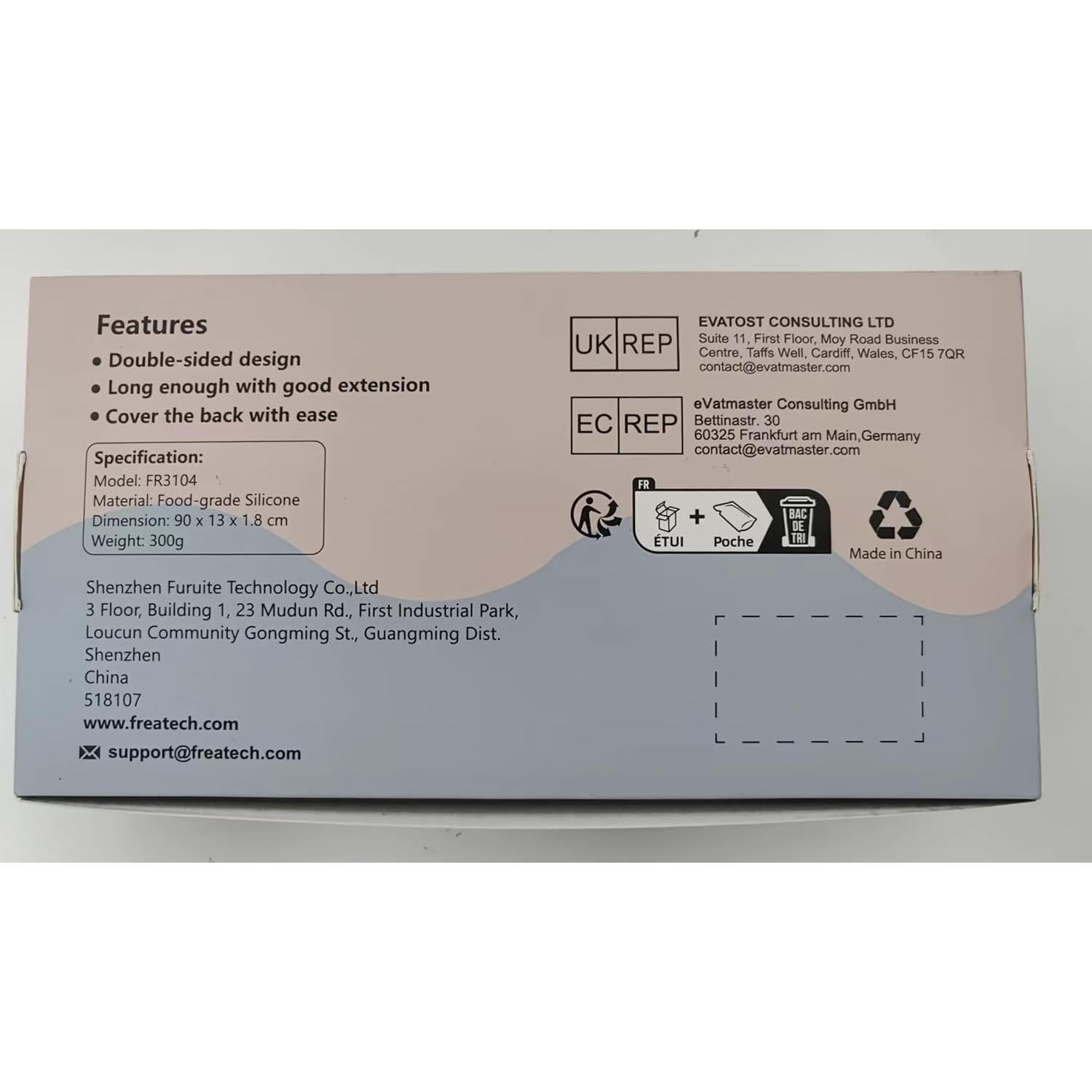 Esponja de Silicona FREATECH para Espalda 91 cm Exfoliante Doble Cara