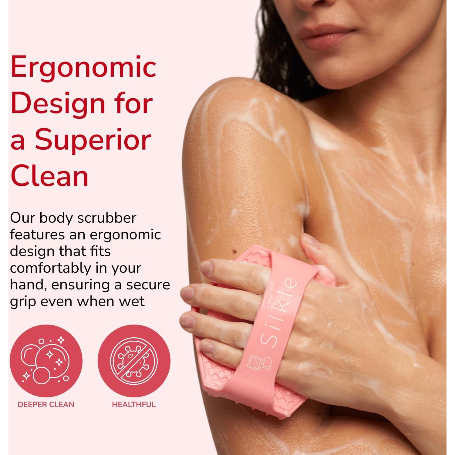 Esponja de Silicona Exfoliante SILKLE Rosa 11x11cm