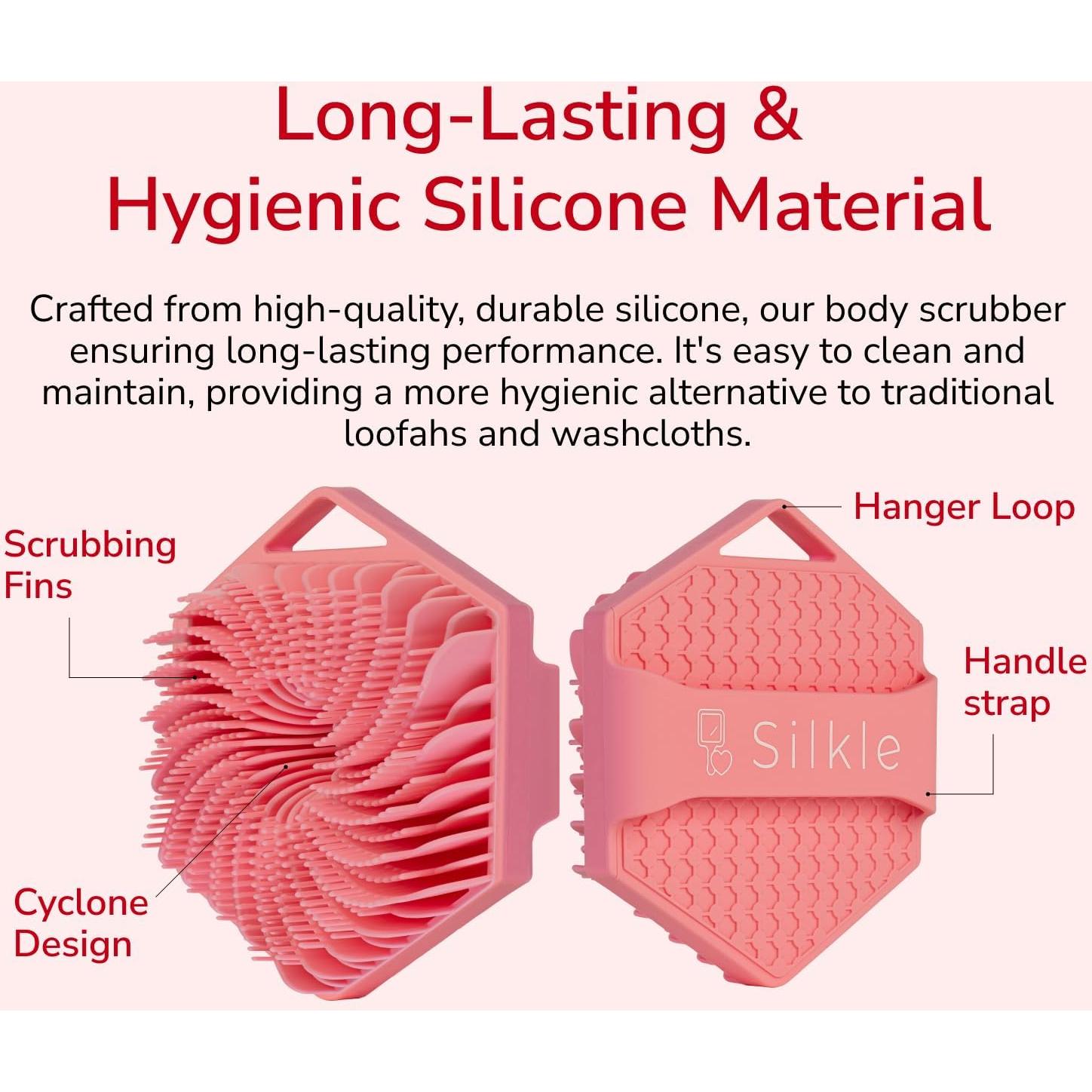 Esponja de Silicona Exfoliante SILKLE Rosa 11x11cm