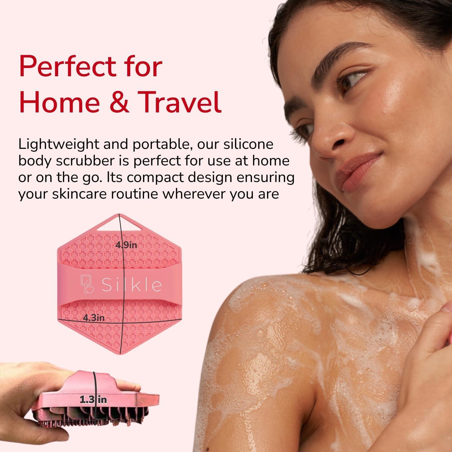 Esponja de Silicona Exfoliante SILKLE Rosa 11x11cm