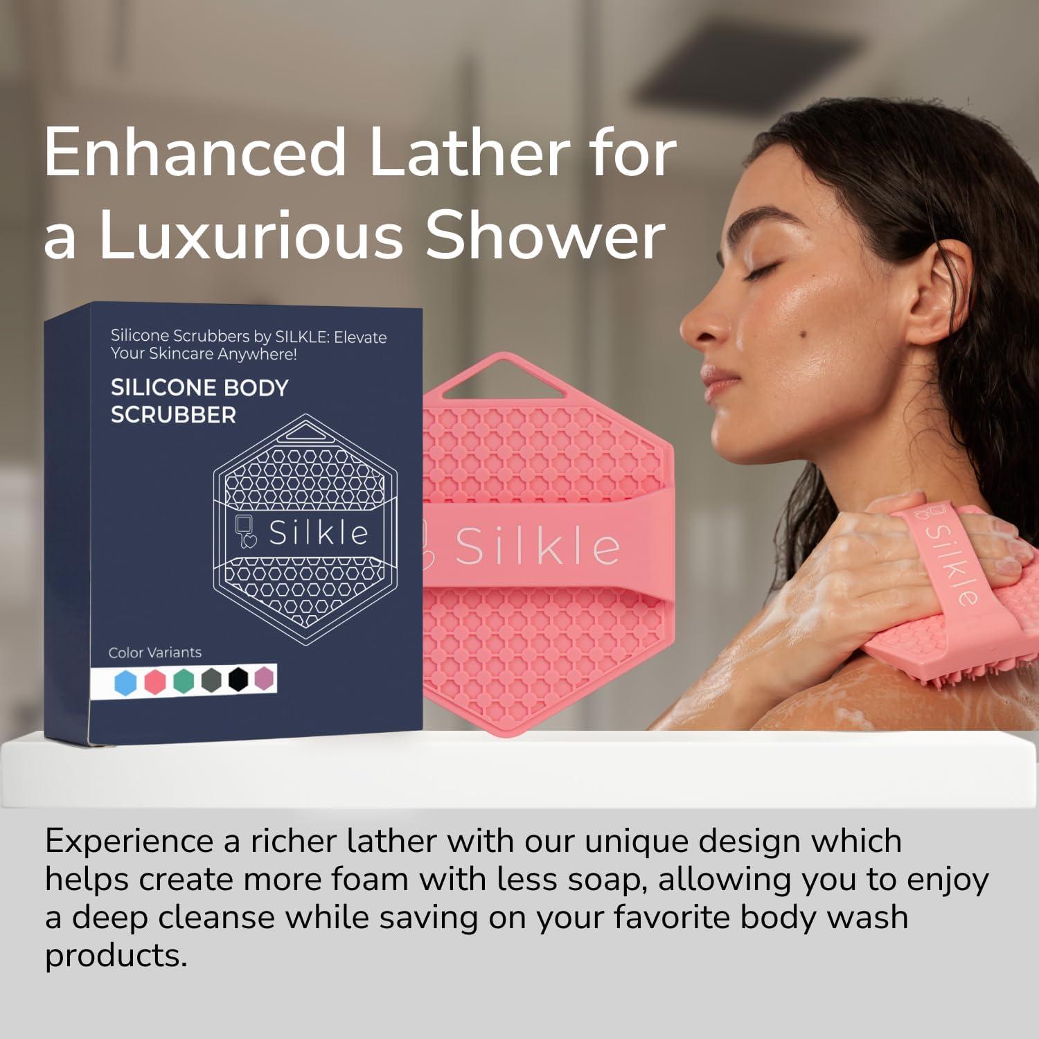 Esponja de Silicona Exfoliante SILKLE Rosa 11x11cm