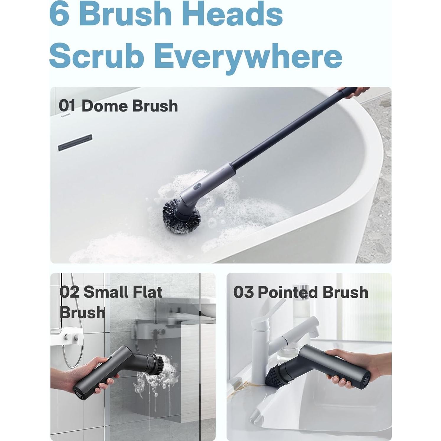 Cepillo Eléctrico Inalámbrico HOTO IPX7 con 6 Cabezas