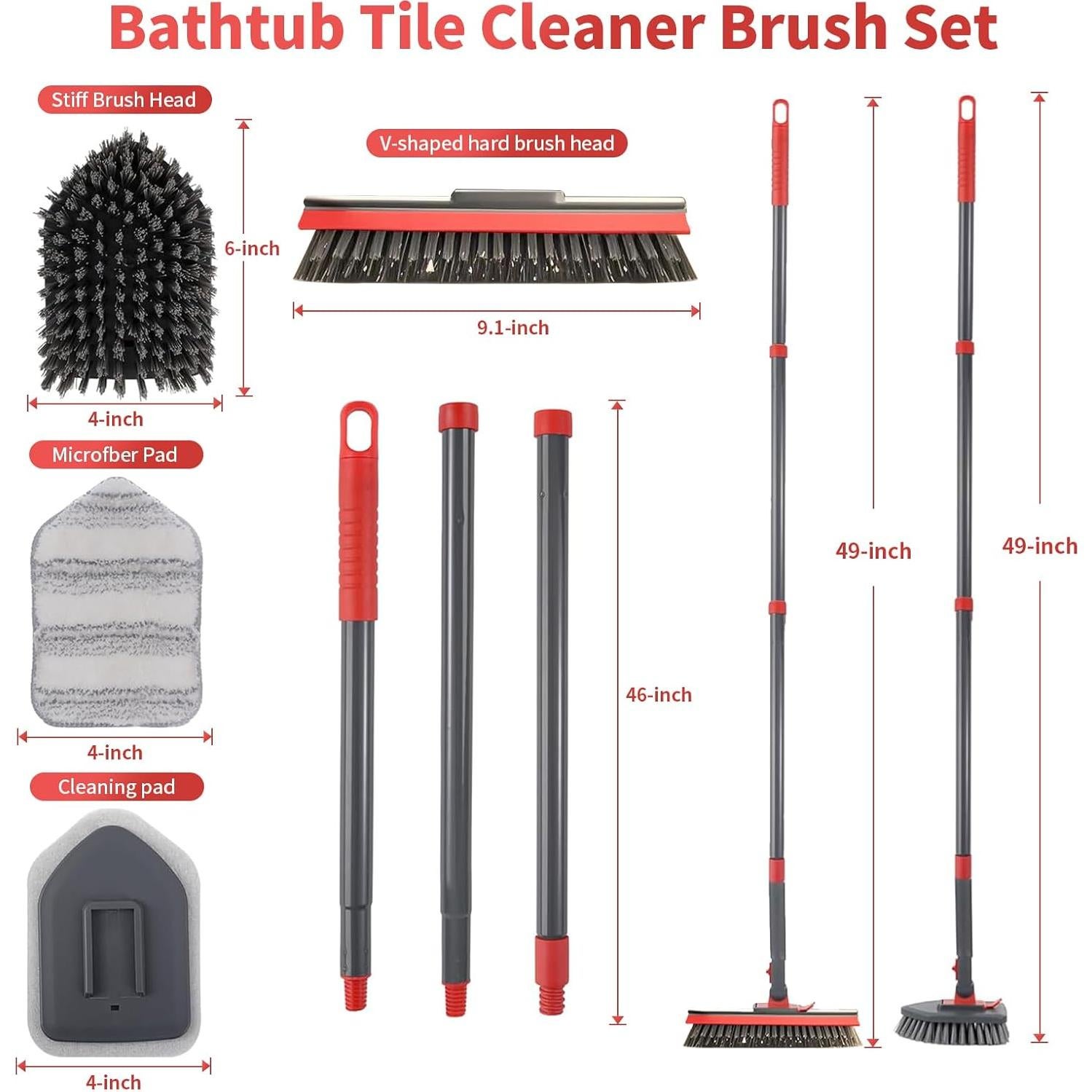 Cepillo de Fregado Hohoky con Mango Largo y 4 Cabezas 129.5 cm