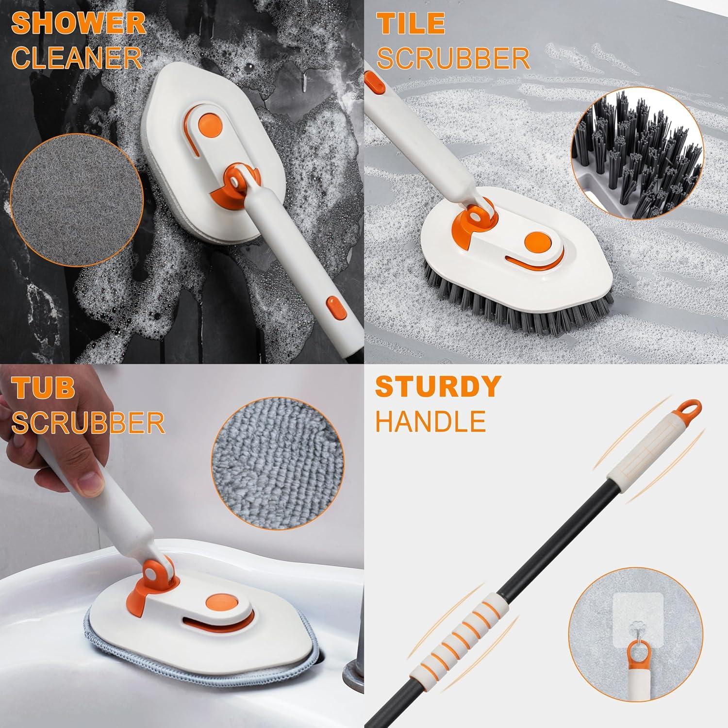 Cepillo de limpieza 3 en 1 Calzzle con mango largo ajustable