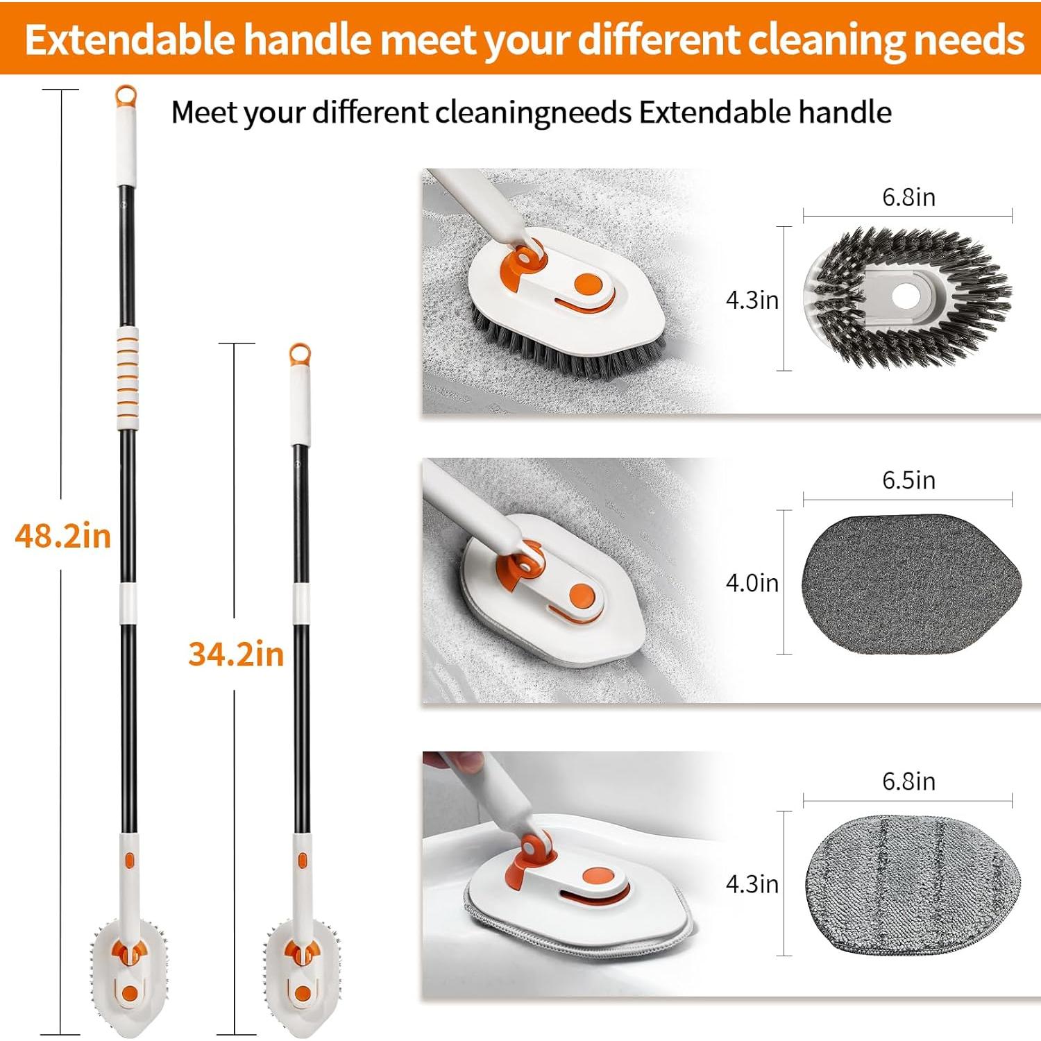 Cepillo de limpieza 3 en 1 Calzzle con mango largo ajustable