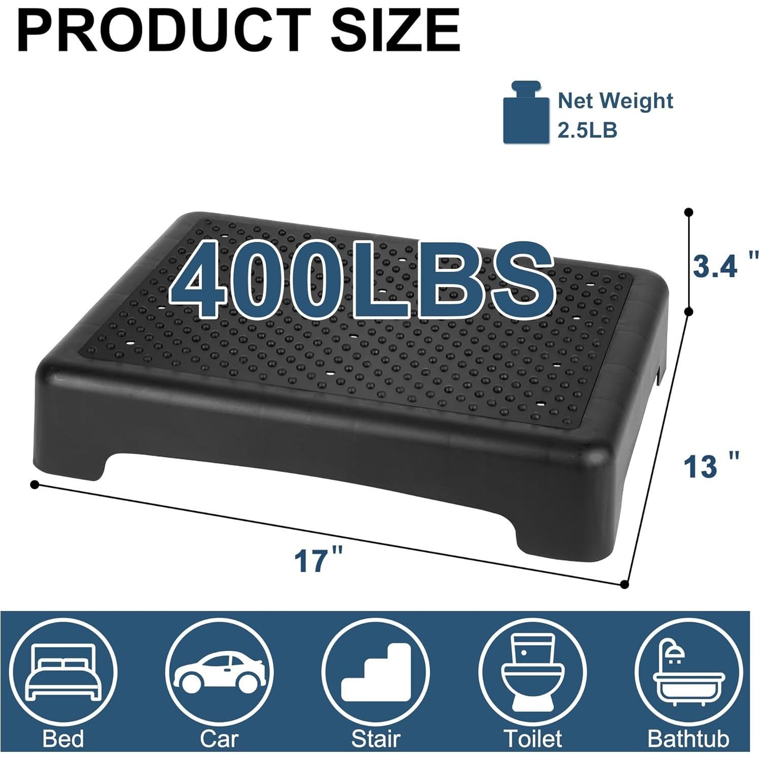 Escalón Antideslizante TARFEPA Negro 43cm, Soporta 181kg