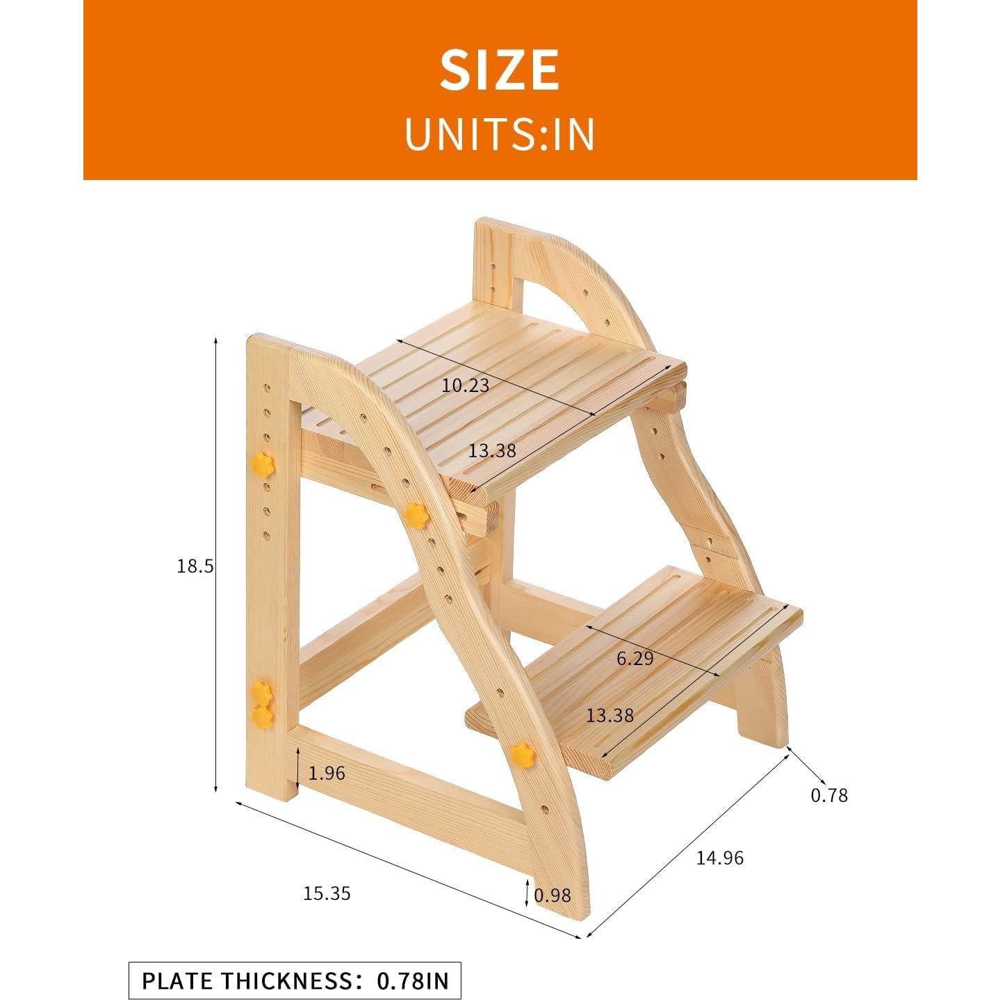 Taburete Ajustable de Madera AIMOADO para Niños y Adultos