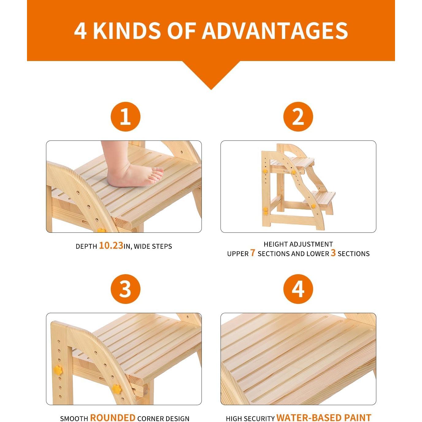 Taburete Ajustable de Madera AIMOADO para Niños y Adultos