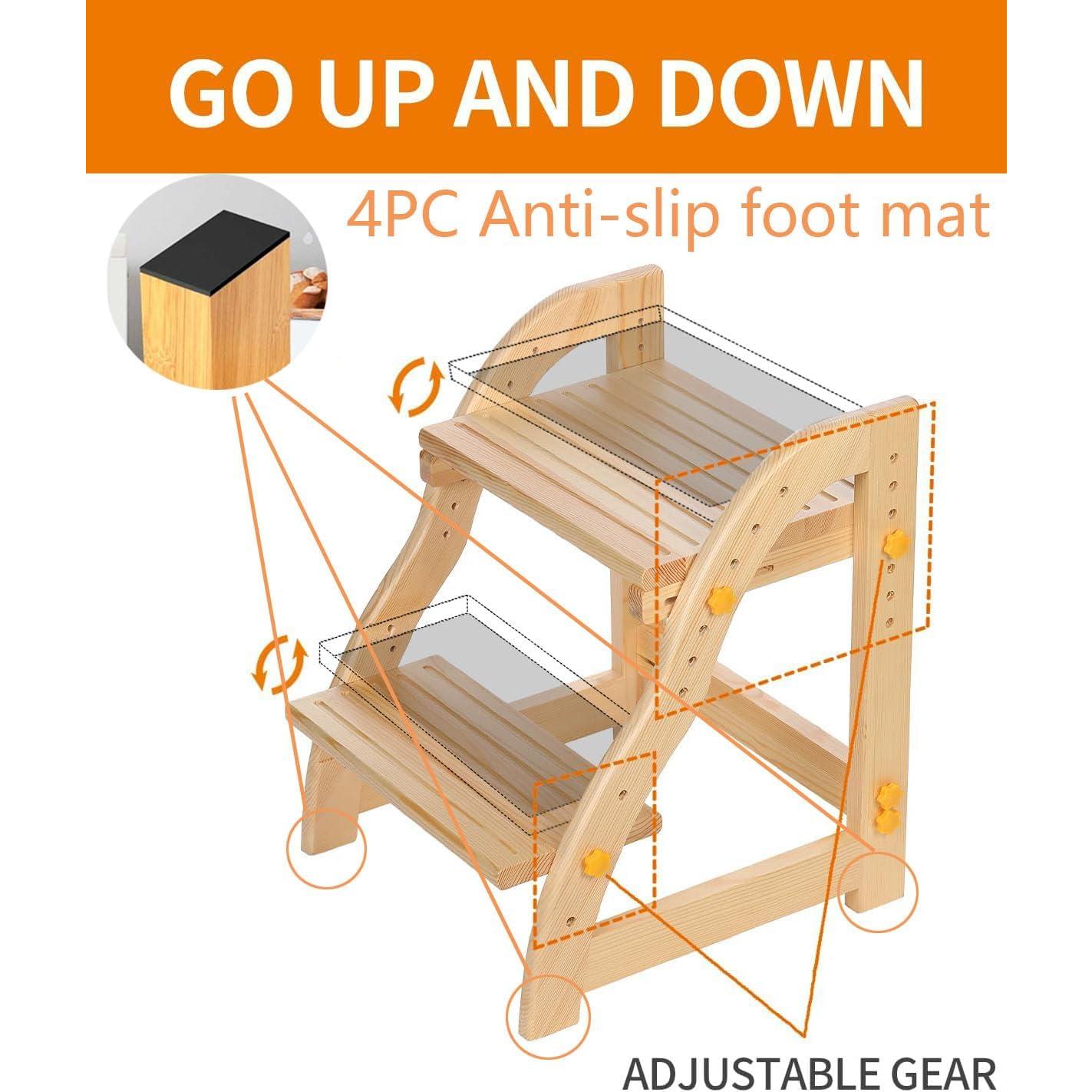 Taburete Ajustable de Madera AIMOADO para Niños y Adultos