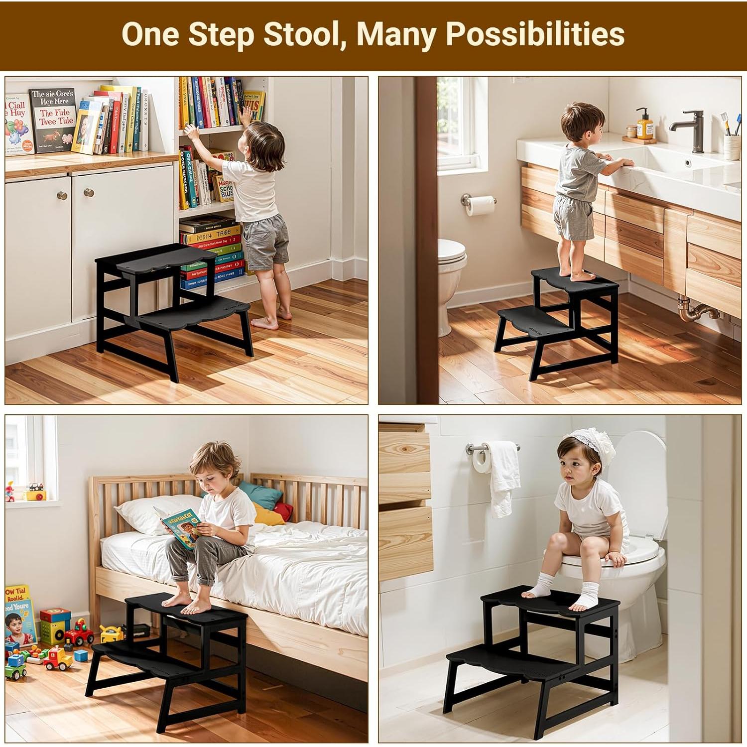 Taburete para Niños COSYLAND con Reposabrazos - Madera Negra