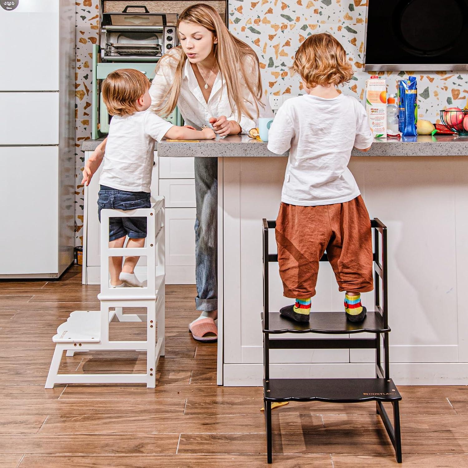 Taburete para Niños COSYLAND con Reposabrazos - Madera Negra