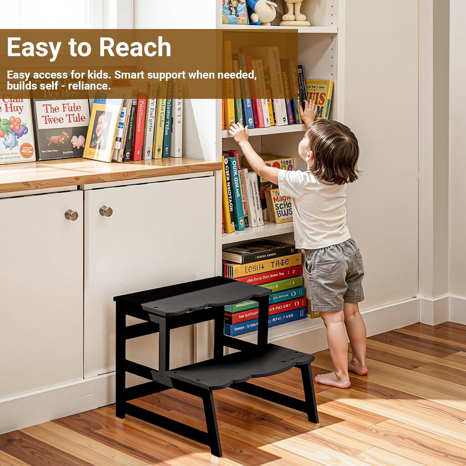 Taburete para Niños COSYLAND con Reposabrazos - Madera Negra