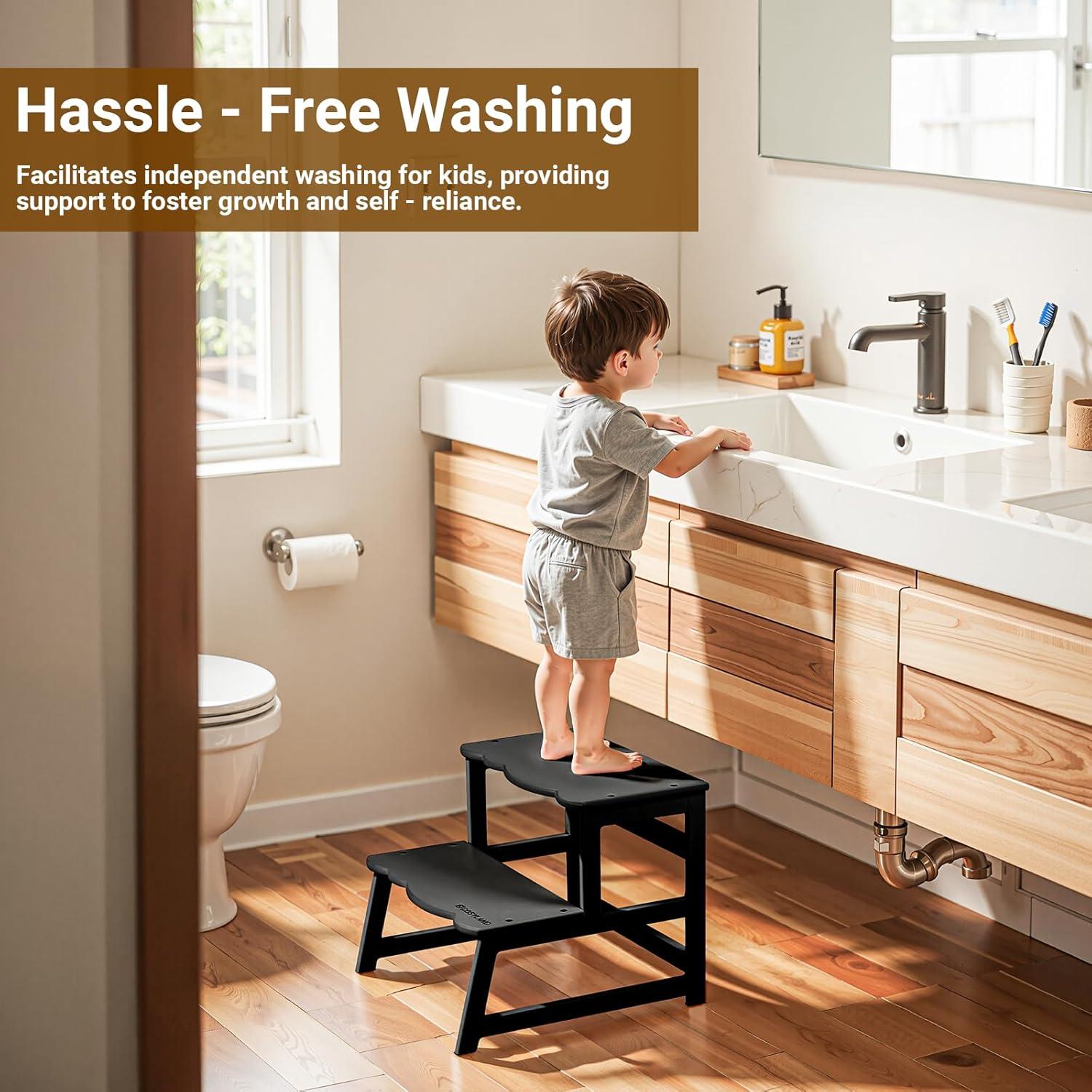 Taburete para Niños COSYLAND con Reposabrazos - Madera Negra