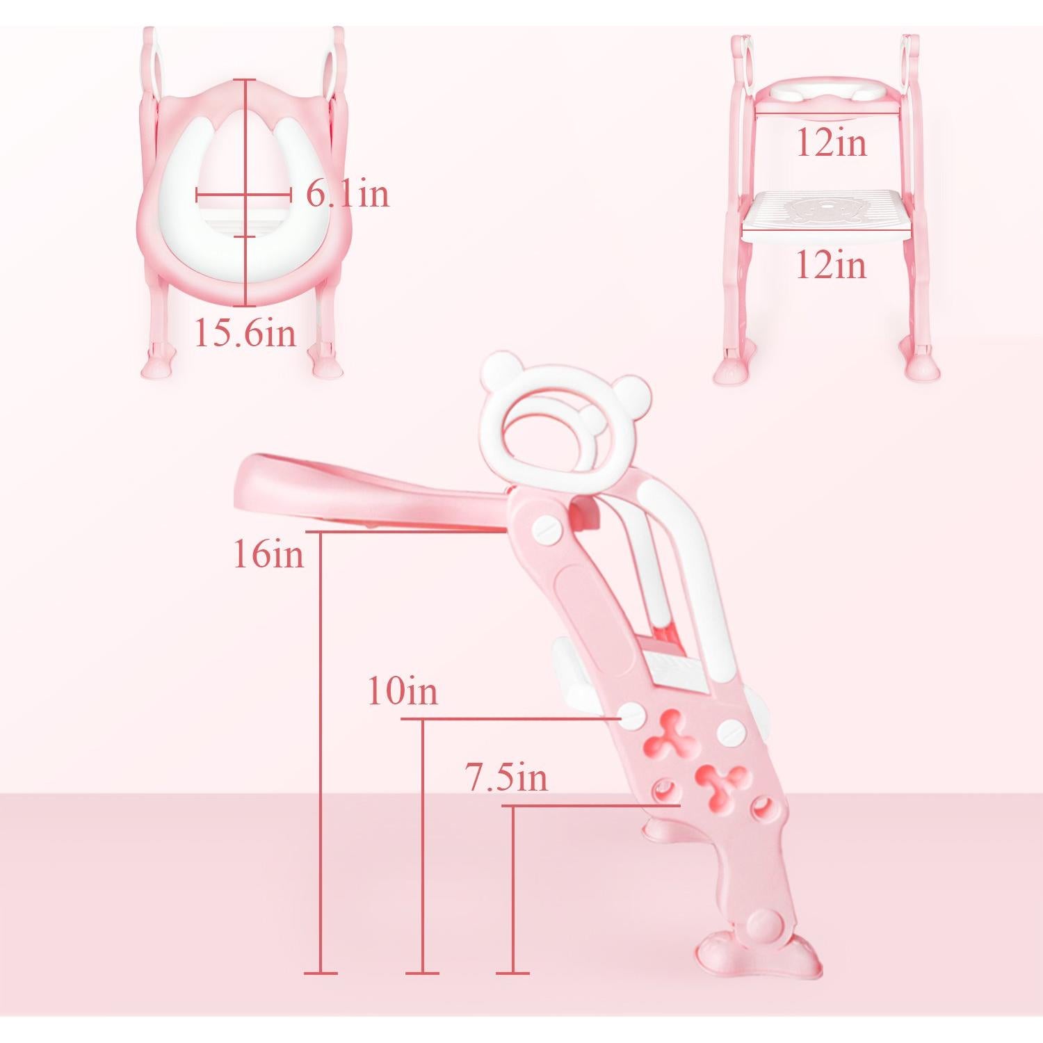 Asiento de Entrenamiento para Baño GrowthPic Rosa con Escalera