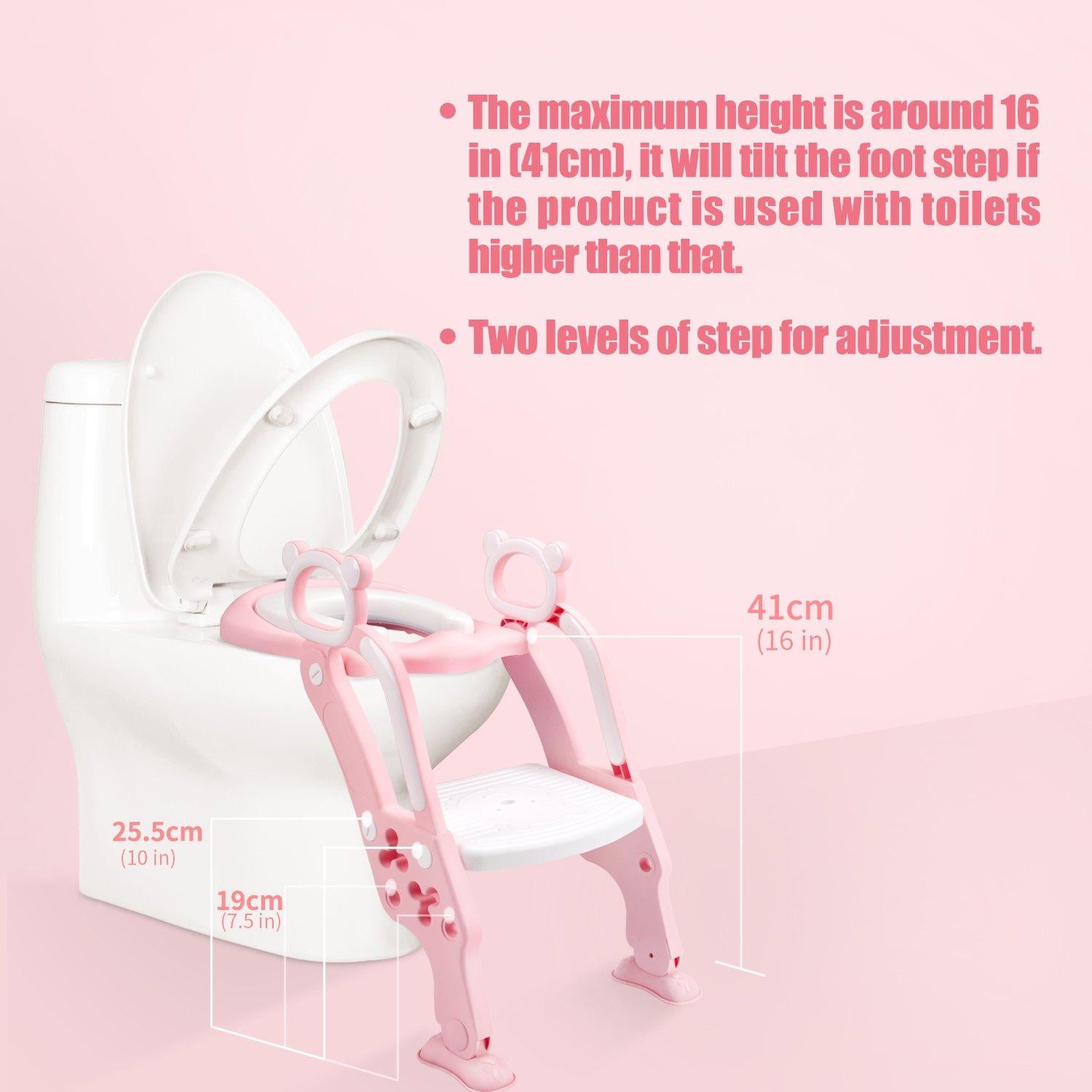 Asiento de Entrenamiento para Baño GrowthPic Rosa con Escalera