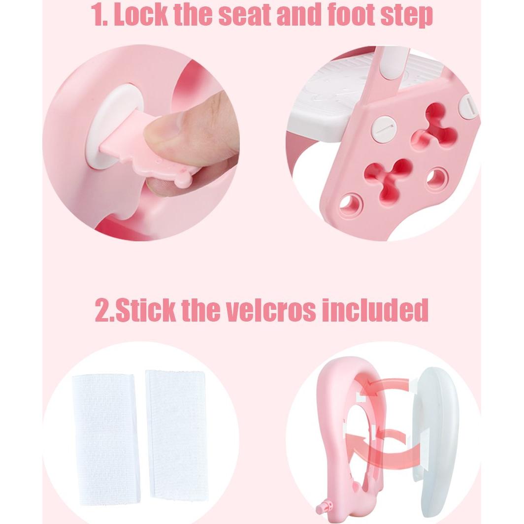 Asiento de Entrenamiento para Baño GrowthPic Rosa con Escalera