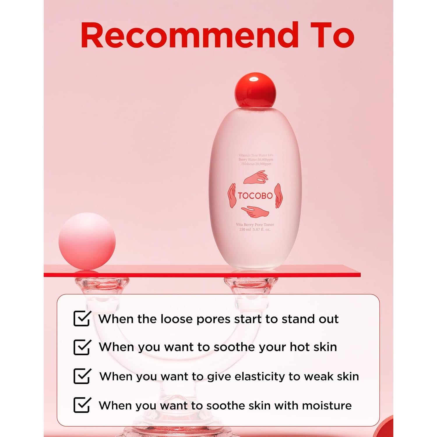 Tónico Facial Vegano TOCOBO Vita Berry 150 ml - Cierre de Poros