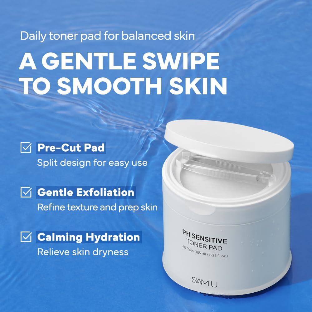 Almohadillas Exfoliantes Veganas SAM'U - 60 Unidades PH Ácido Hialurónico