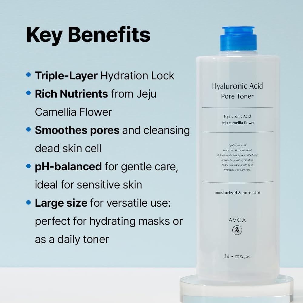 Tónico Facial AVCA 1000ml - Ácido Hialurónico Hidratante