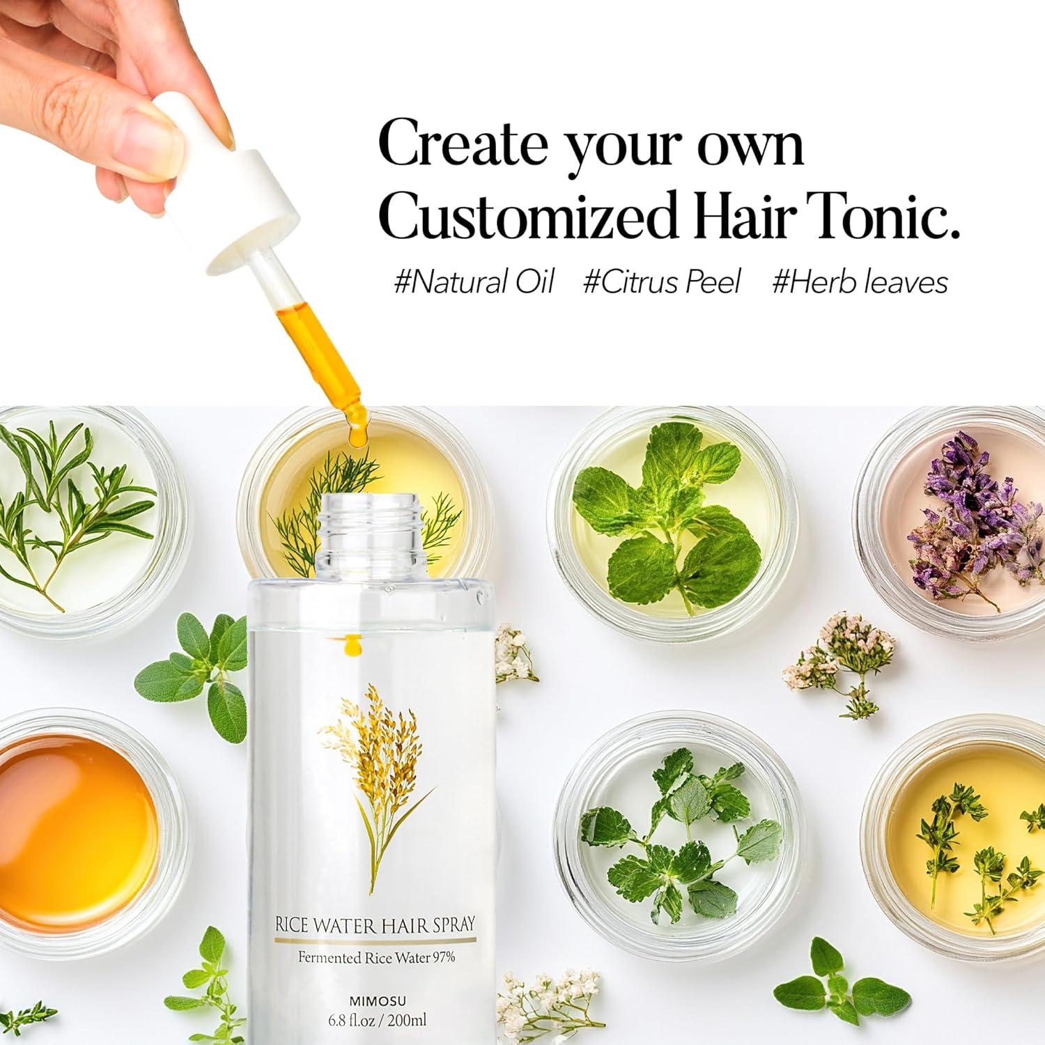 Spray para Crecimiento del Cabello Mimosu 200ml - Agua de Arroz Fermentada y Biotina