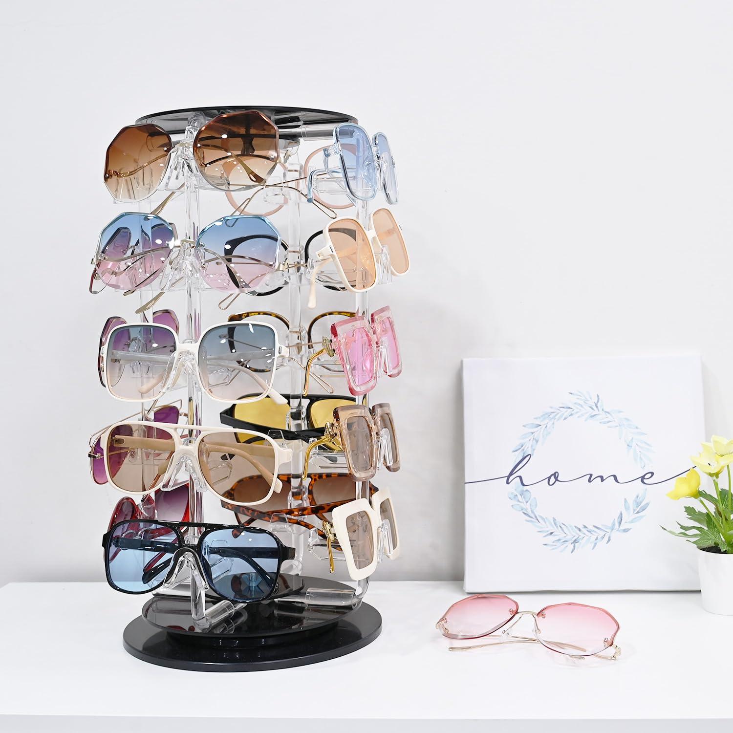 Soporte Giratorio para Gafas MOOCA 20 Pares Acrílico 360°