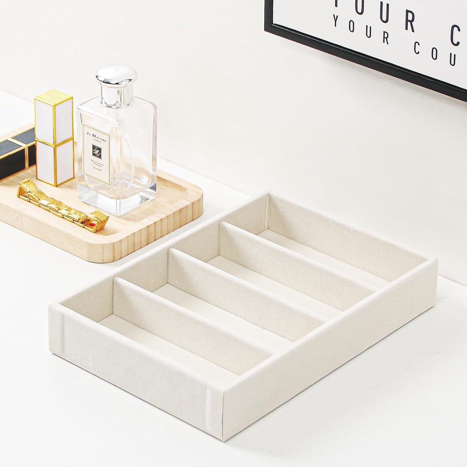 Organizador de Gafas de Sol ByKen 2 Pcs Terciopelo Beige 4 Compartimentos