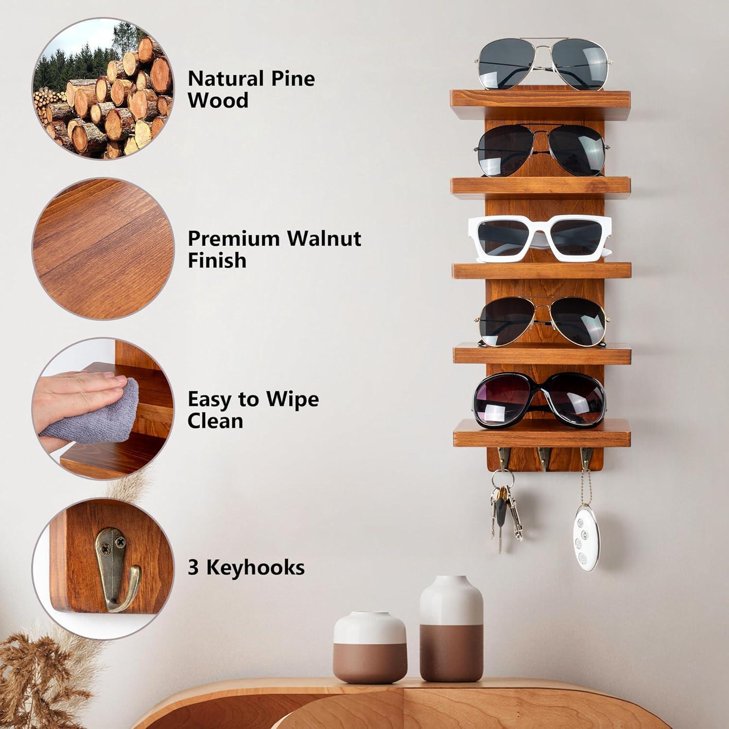 Organizador de Gafas de Sol Waratah Designs 5 Niveles Madera Nogal