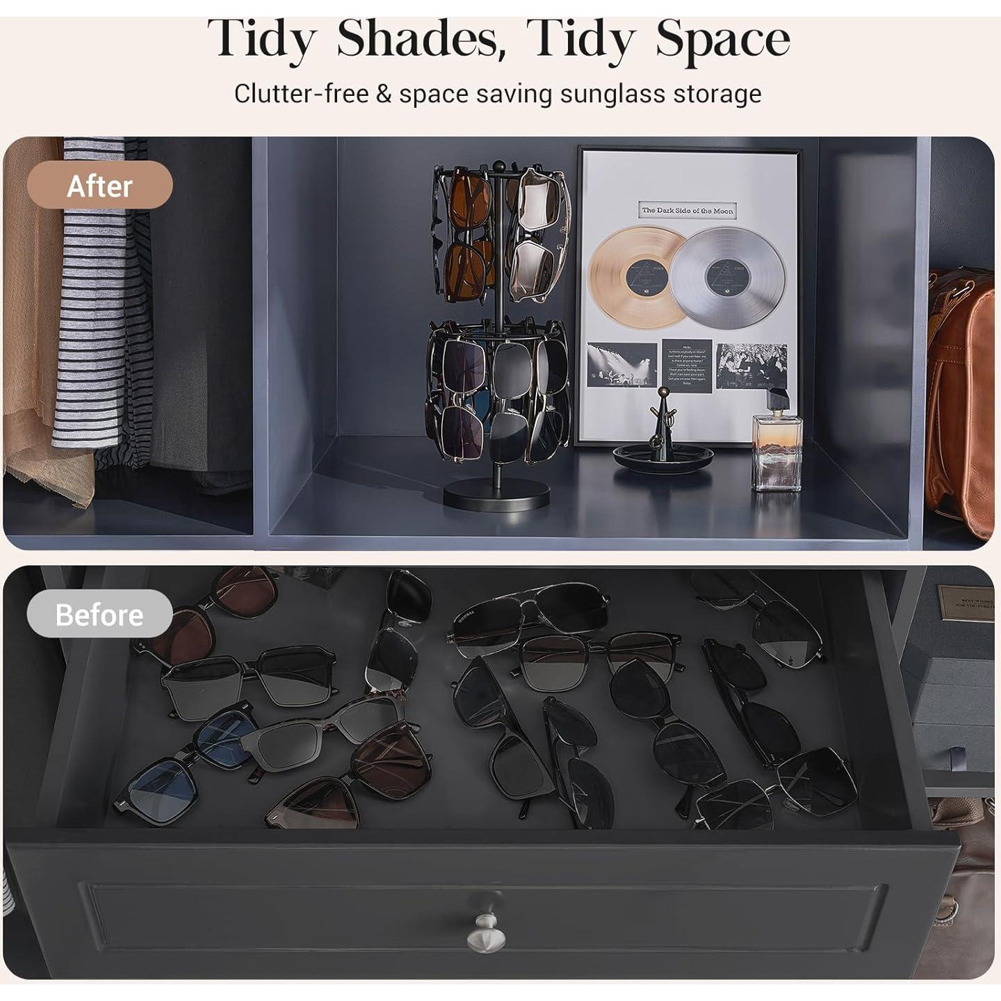 Organizador de Gafas Lolalet Doble Capa para 18 Pares - Negro