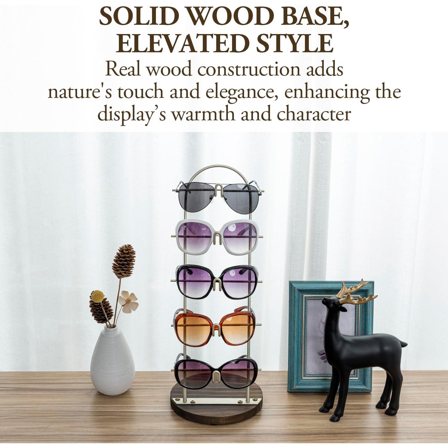 Soporte de exhibición de gafas de sol MyGift 5 niveles metal dorado