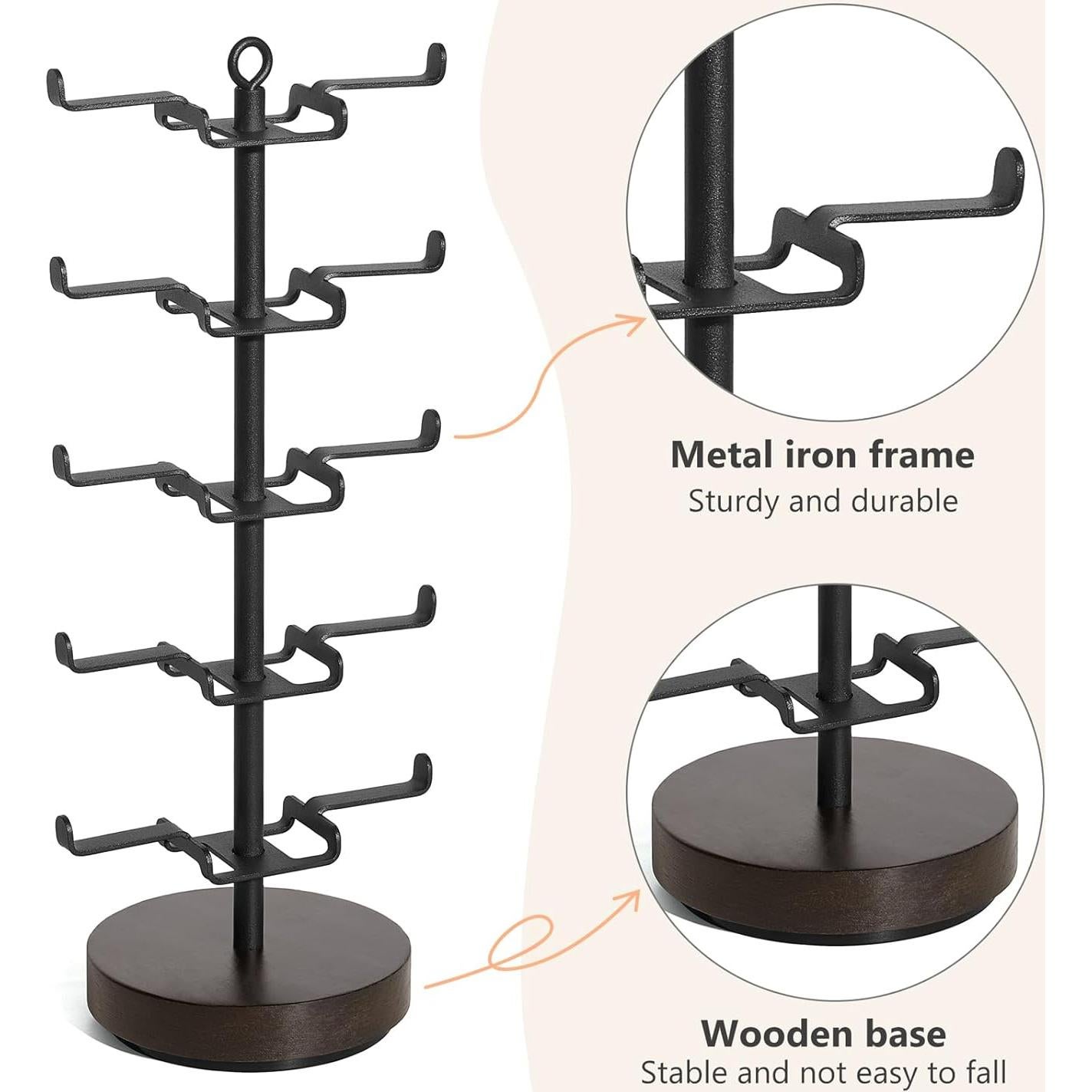 Organizador de Gafas de Sol Rotativo Mkono 360° Negro