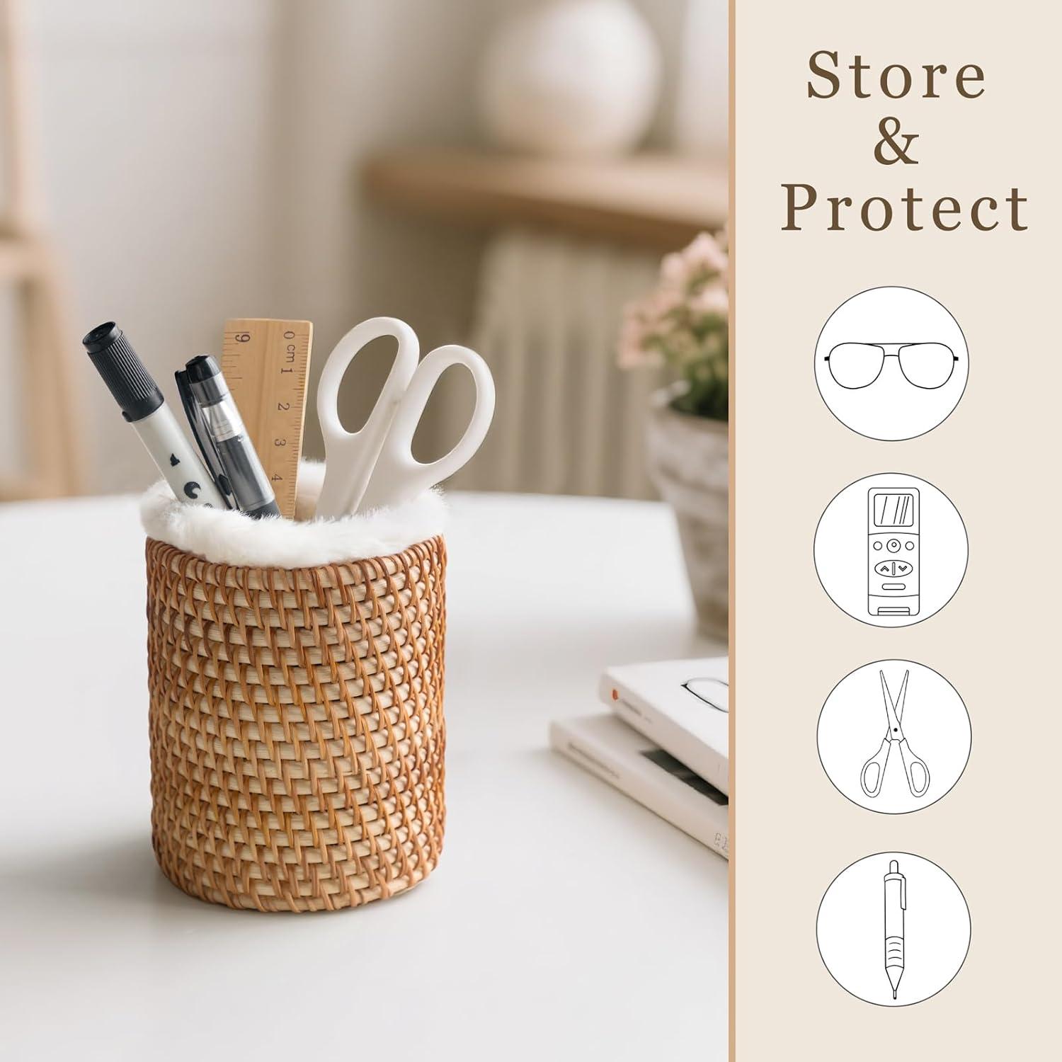 Soporte de Gafas Mkono de Ratán con Forro de Felpa 8.89cm