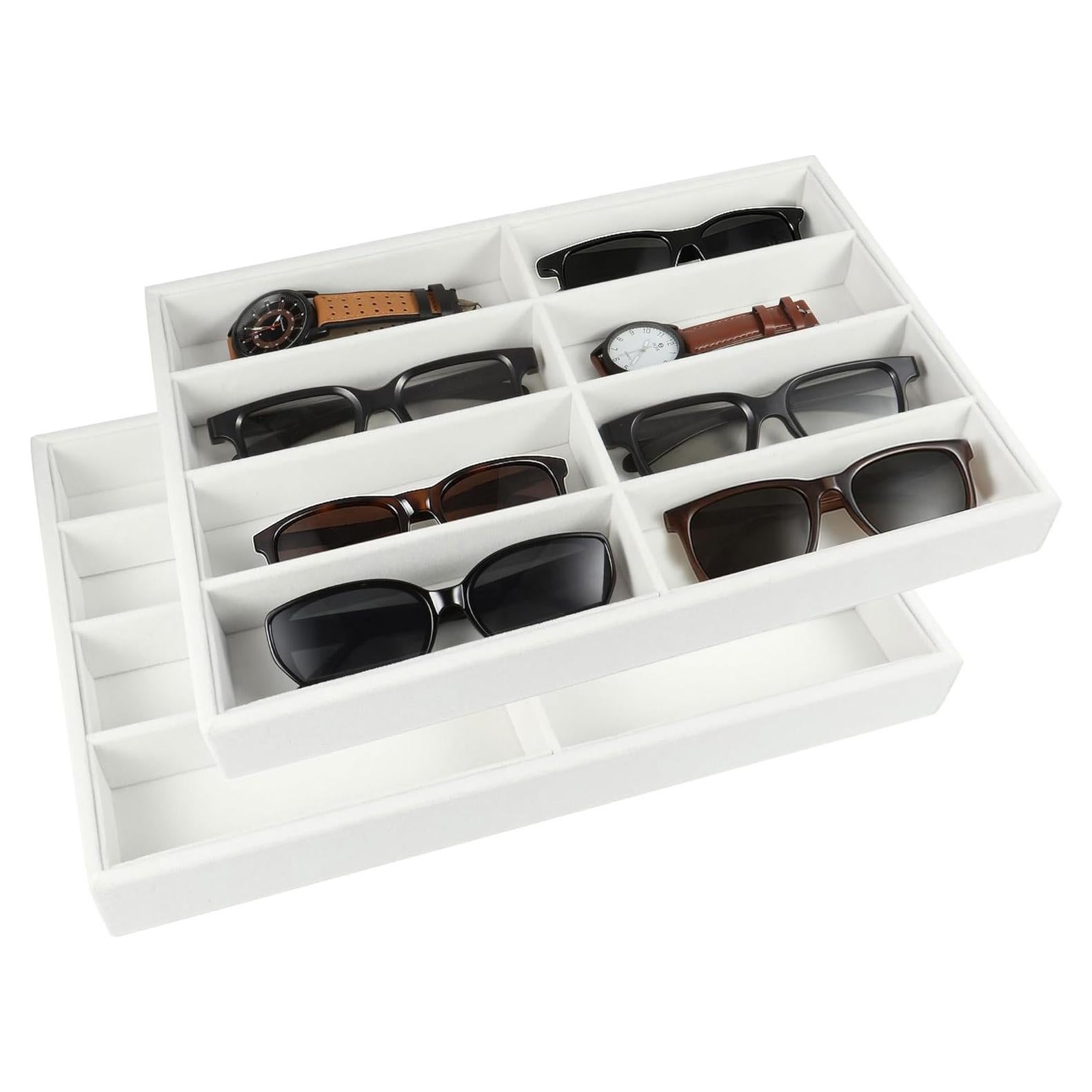 Organizador de Gafas Mornajina 2 Piezas Terciopelo Beige 8 Rejillas