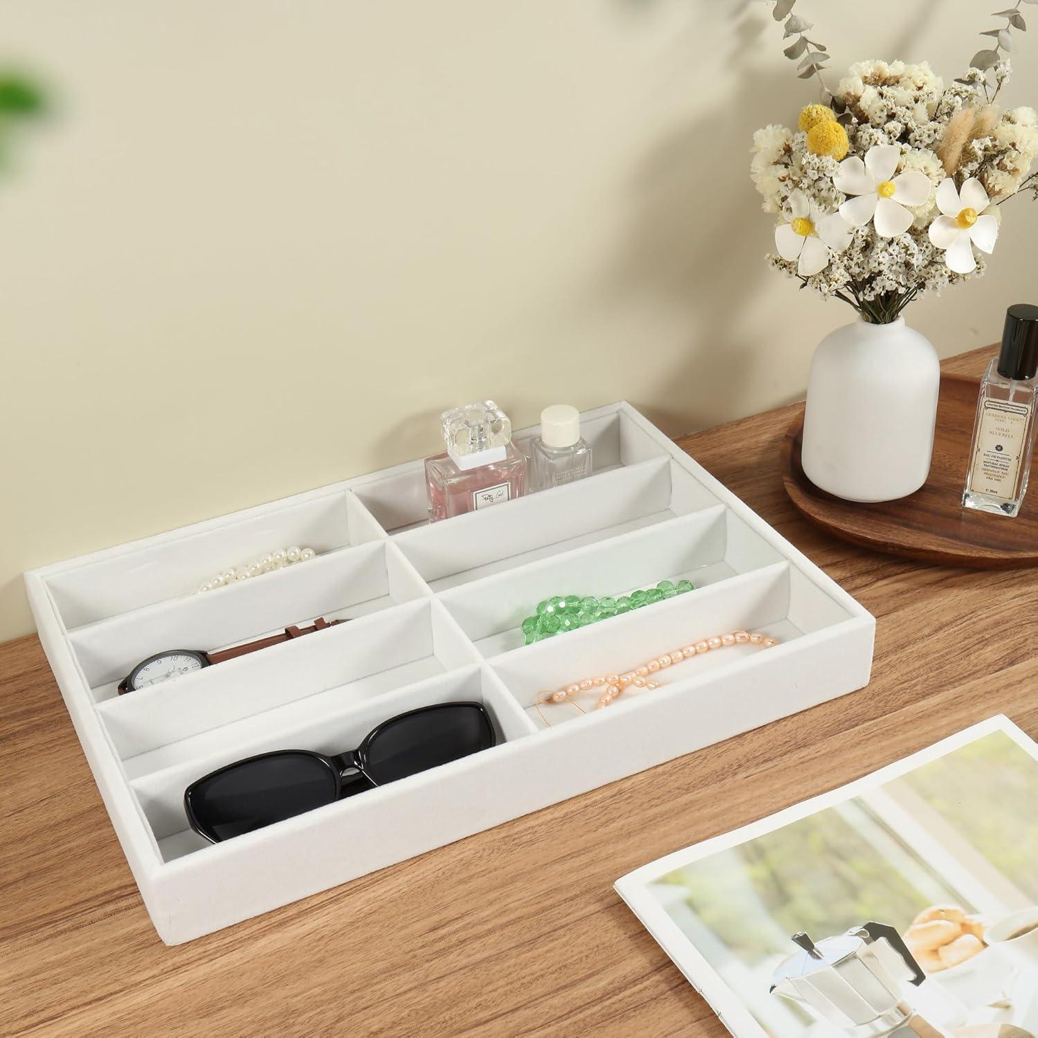 Organizador de Gafas Mornajina 2 Piezas Terciopelo Beige 8 Rejillas